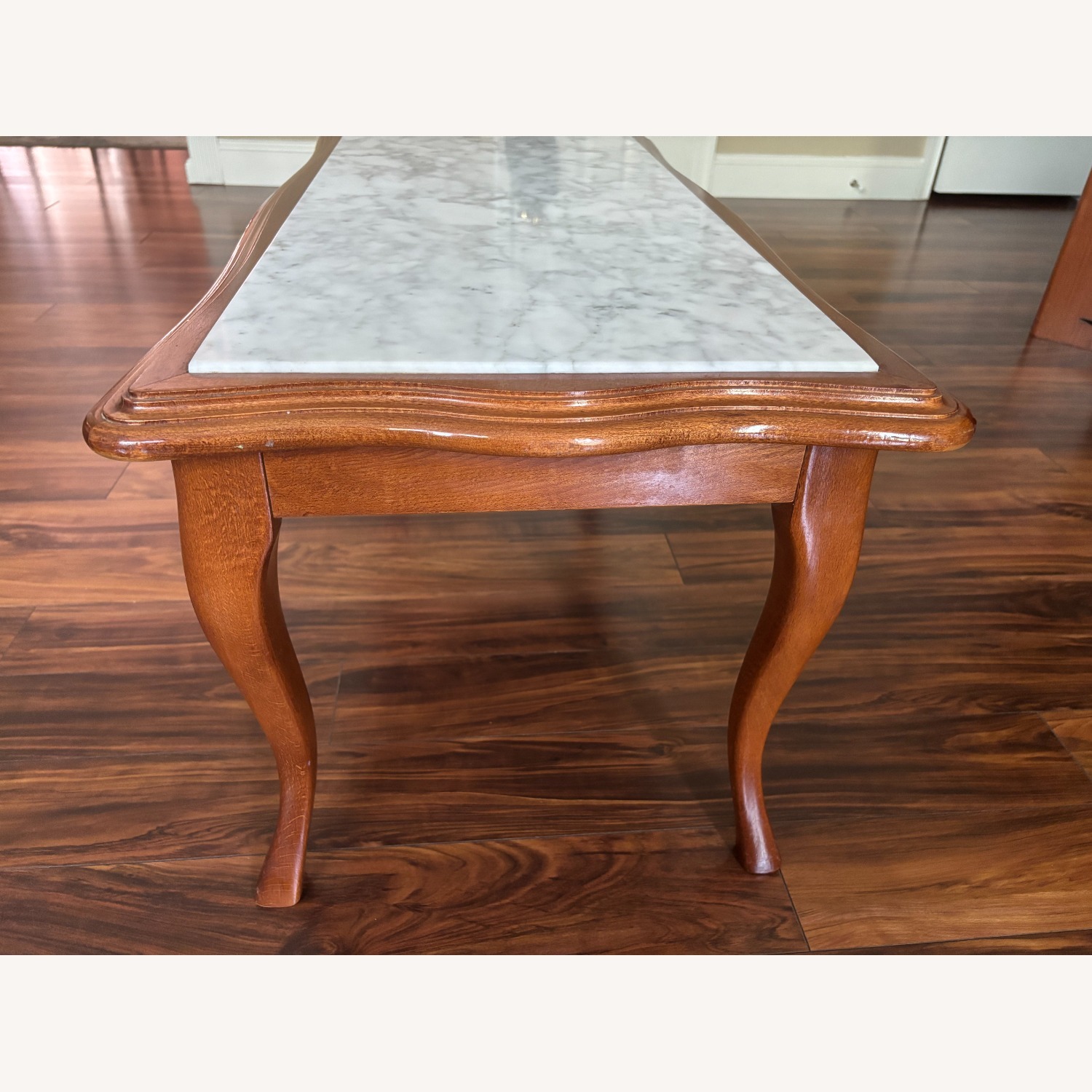 Cherry Wood Marble Top Coffee Table - image-3