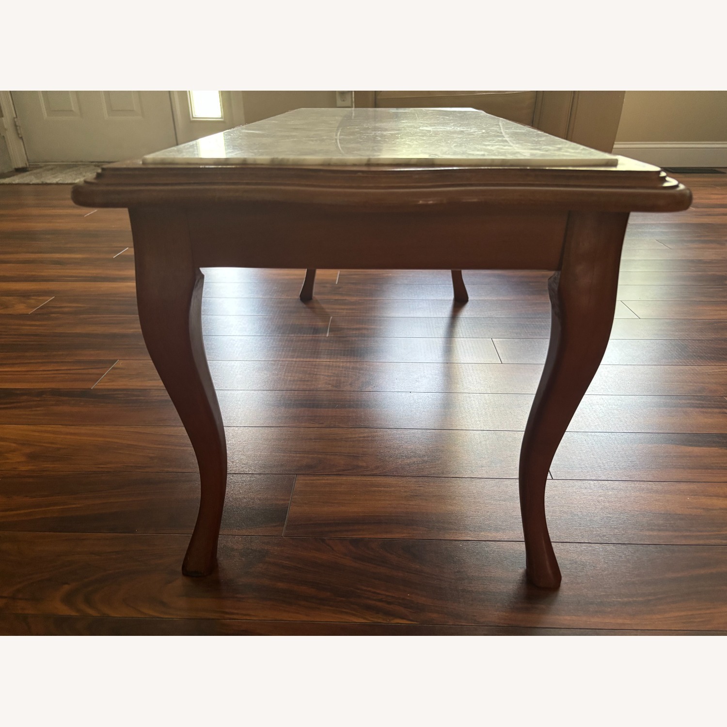 Cherry Wood Marble Top Coffee Table - image-8