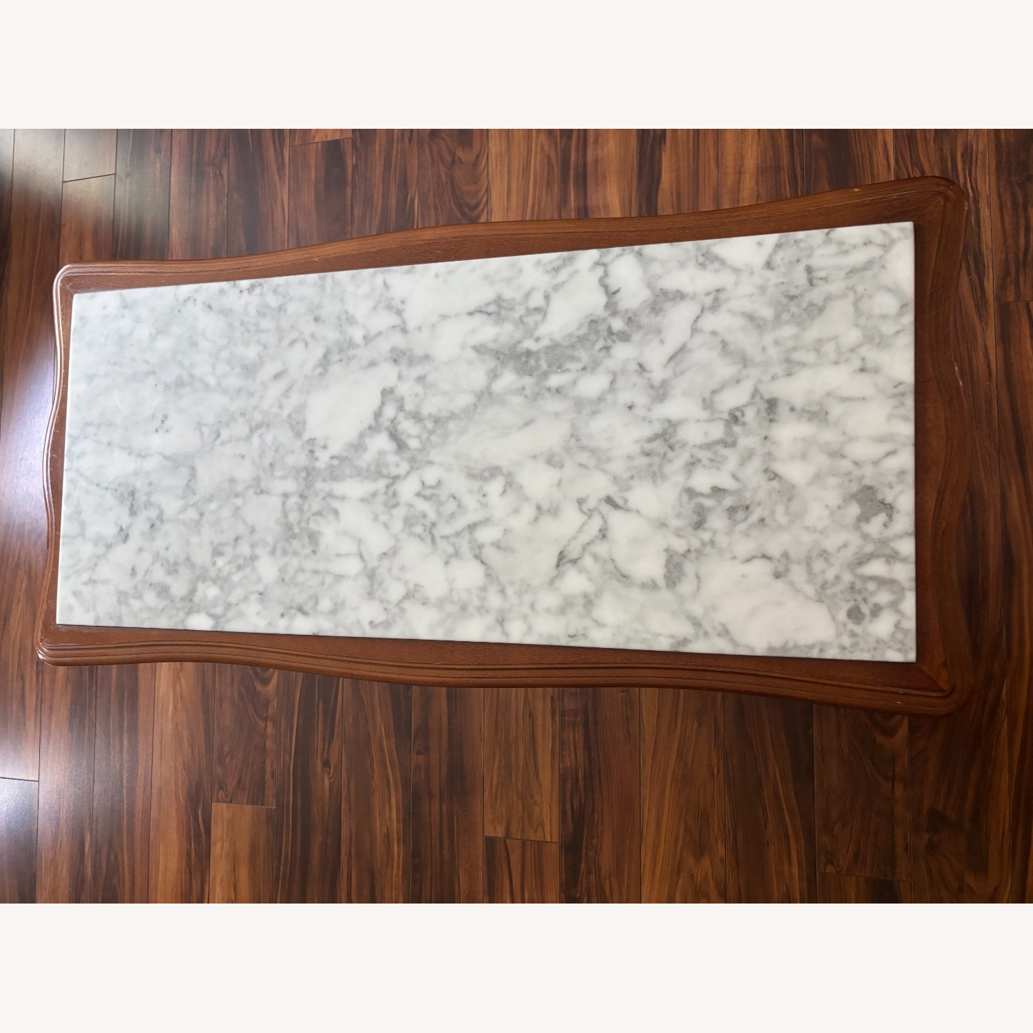 Cherry Wood Marble Top Coffee Table - image-5