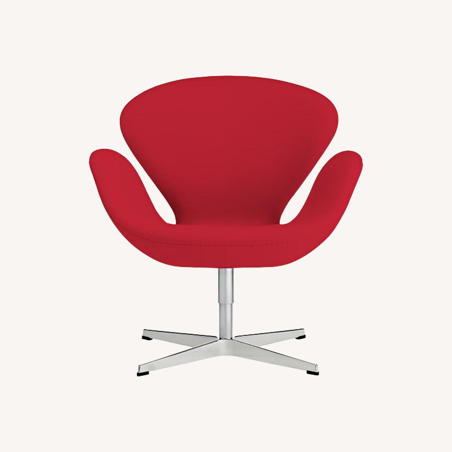 Pair of Red Fritz Hansen Swan Chairs - image-0