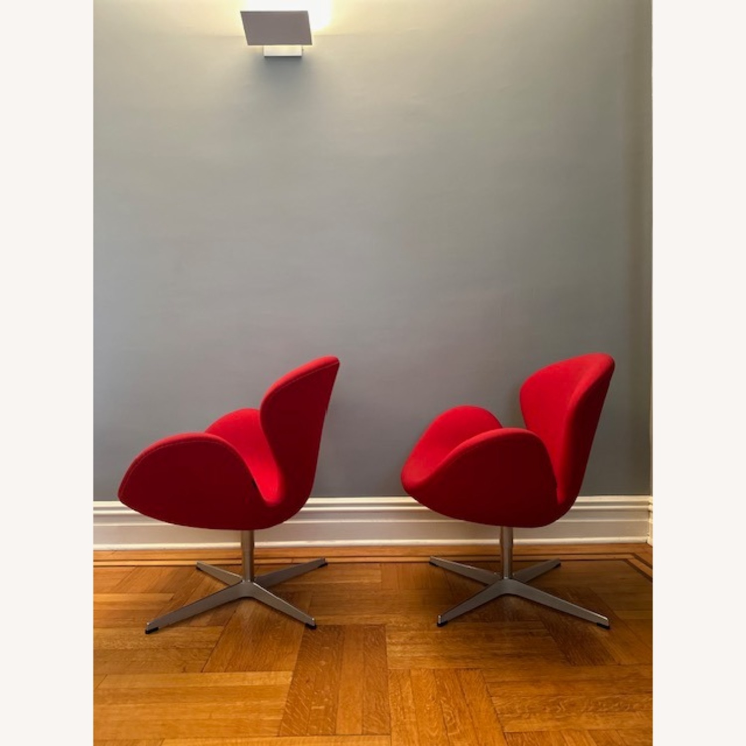 Pair of Red Fritz Hansen Swan Chairs - image-2
