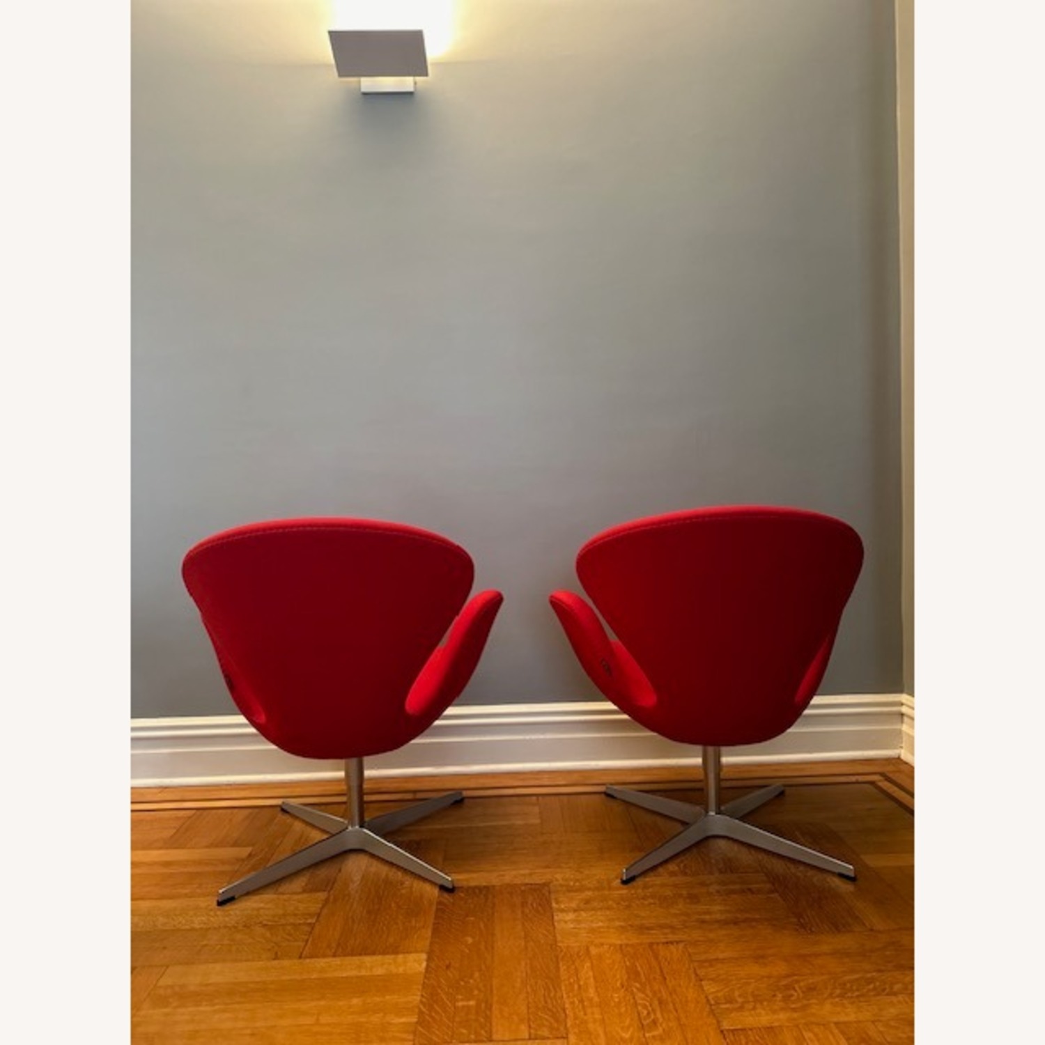 Pair of Red Fritz Hansen Swan Chairs - image-3