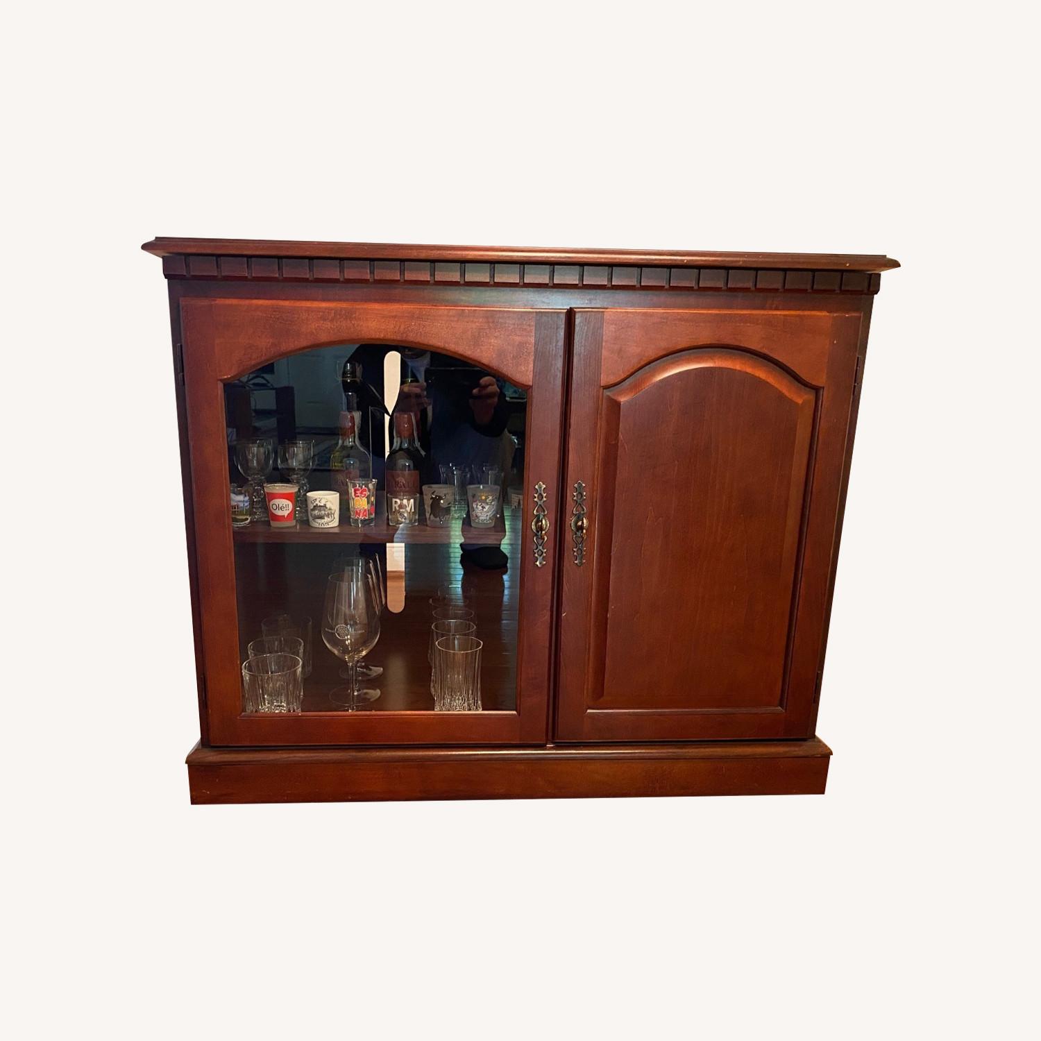 Cherry Wood Mobile TV Console - image-0