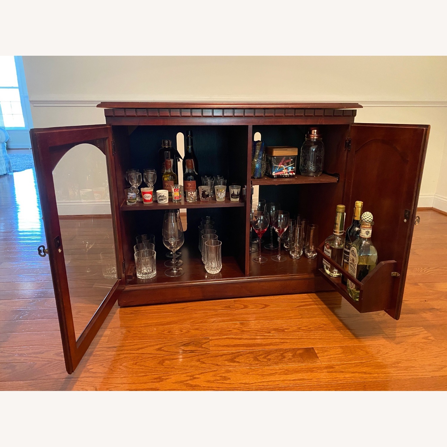 Cherry Wood Mobile TV Console - image-2