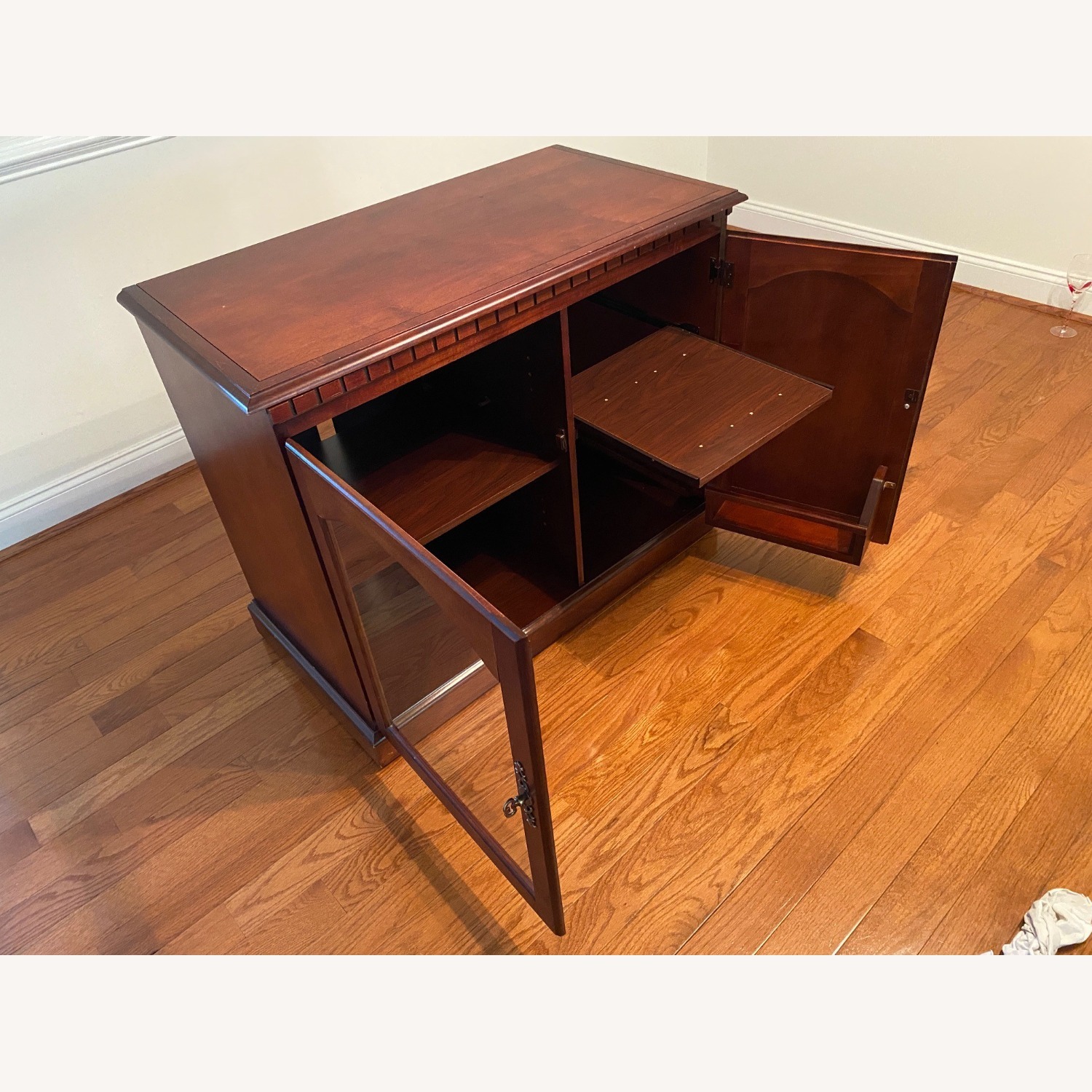 Cherry Wood Mobile TV Console - image-3