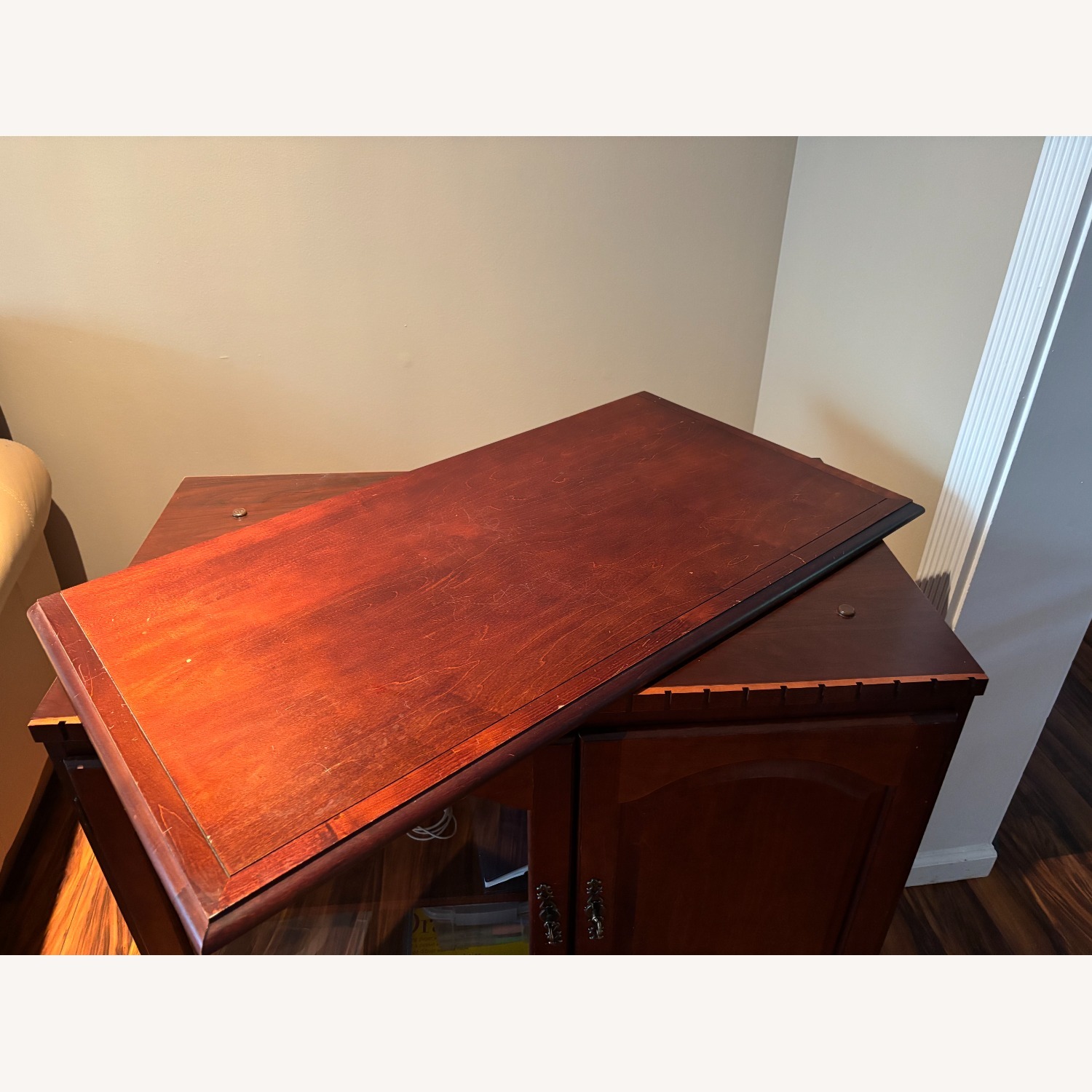 Cherry Wood Mobile TV Console - image-6