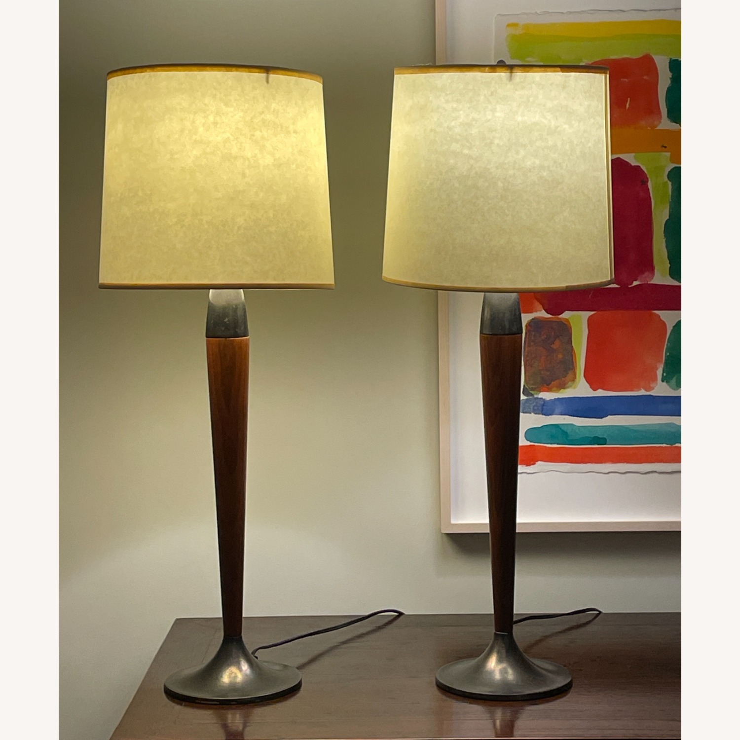 Mid-Century Modern Walnut Table Lamps - image-1