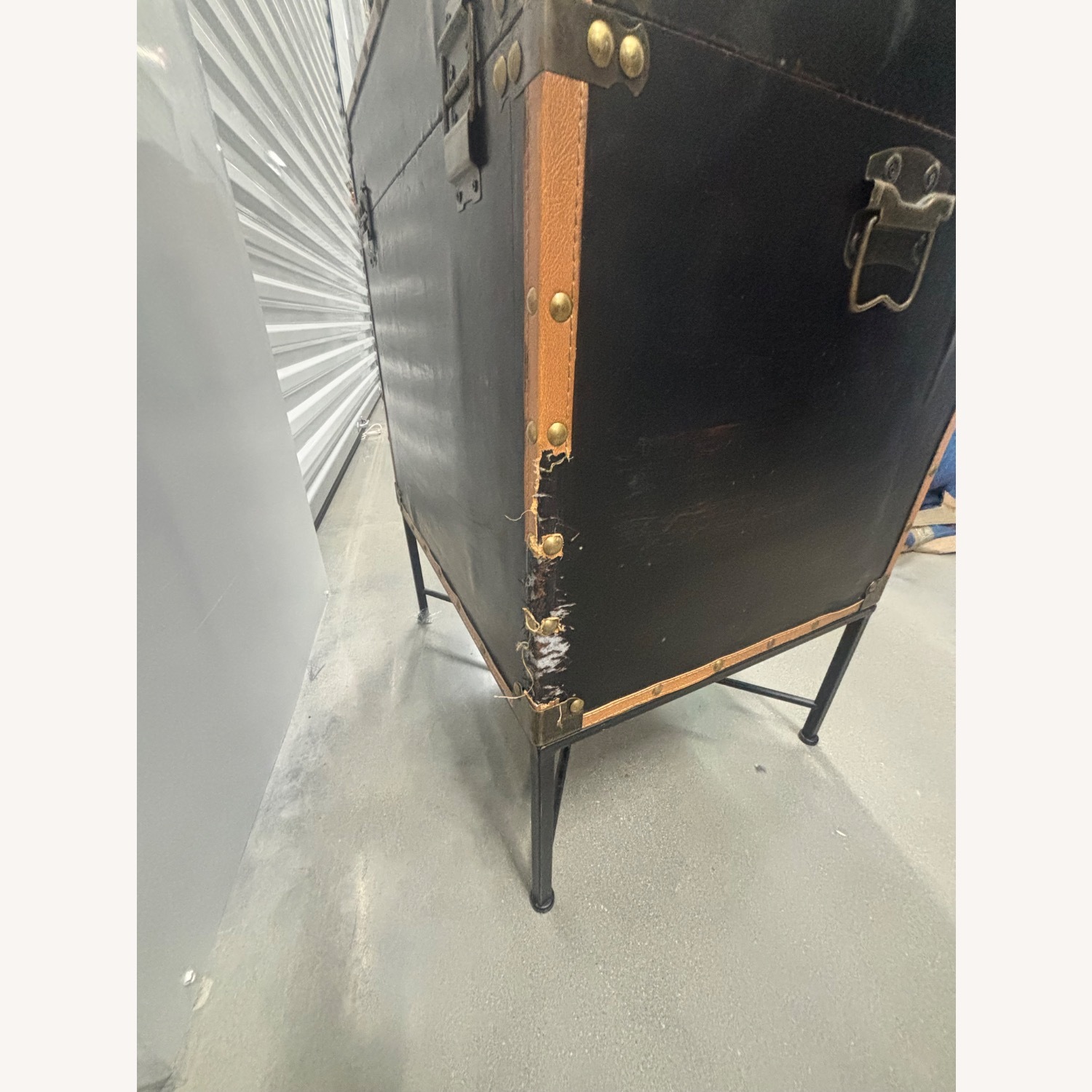 Vintage Black Trunk Side Table with Storage - image-5