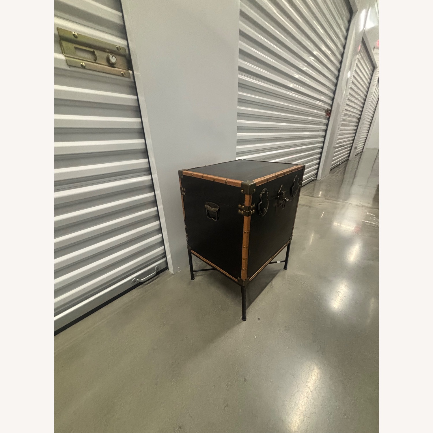 Vintage Black Trunk Side Table with Storage - image-3