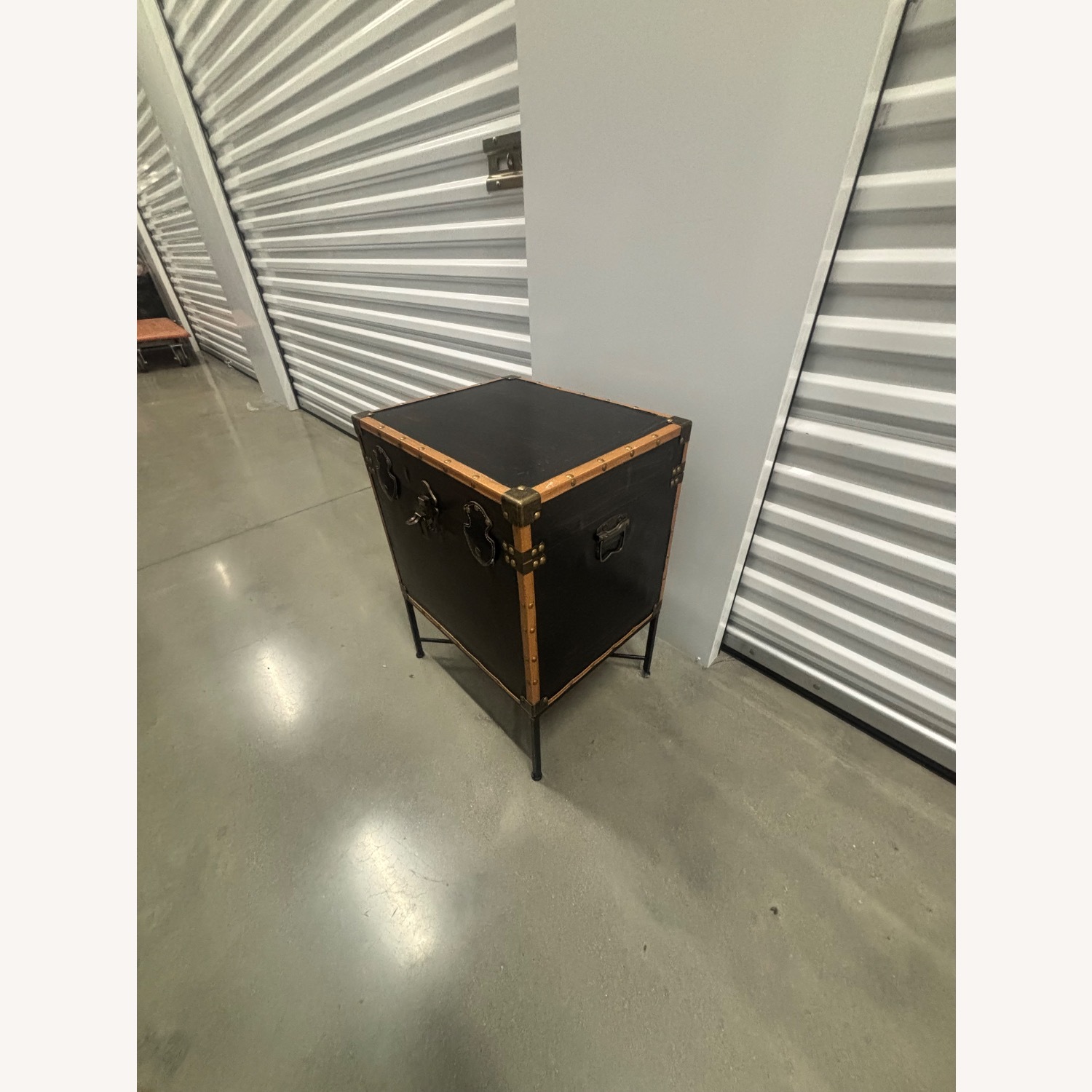 Vintage Black Trunk Side Table with Storage - image-2