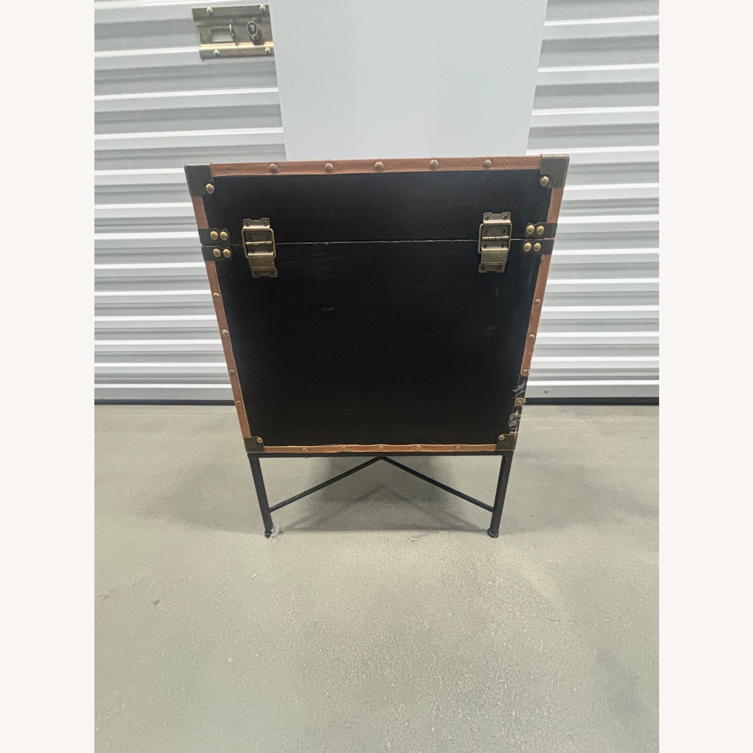 Vintage Black Trunk Side Table with Storage - image-4
