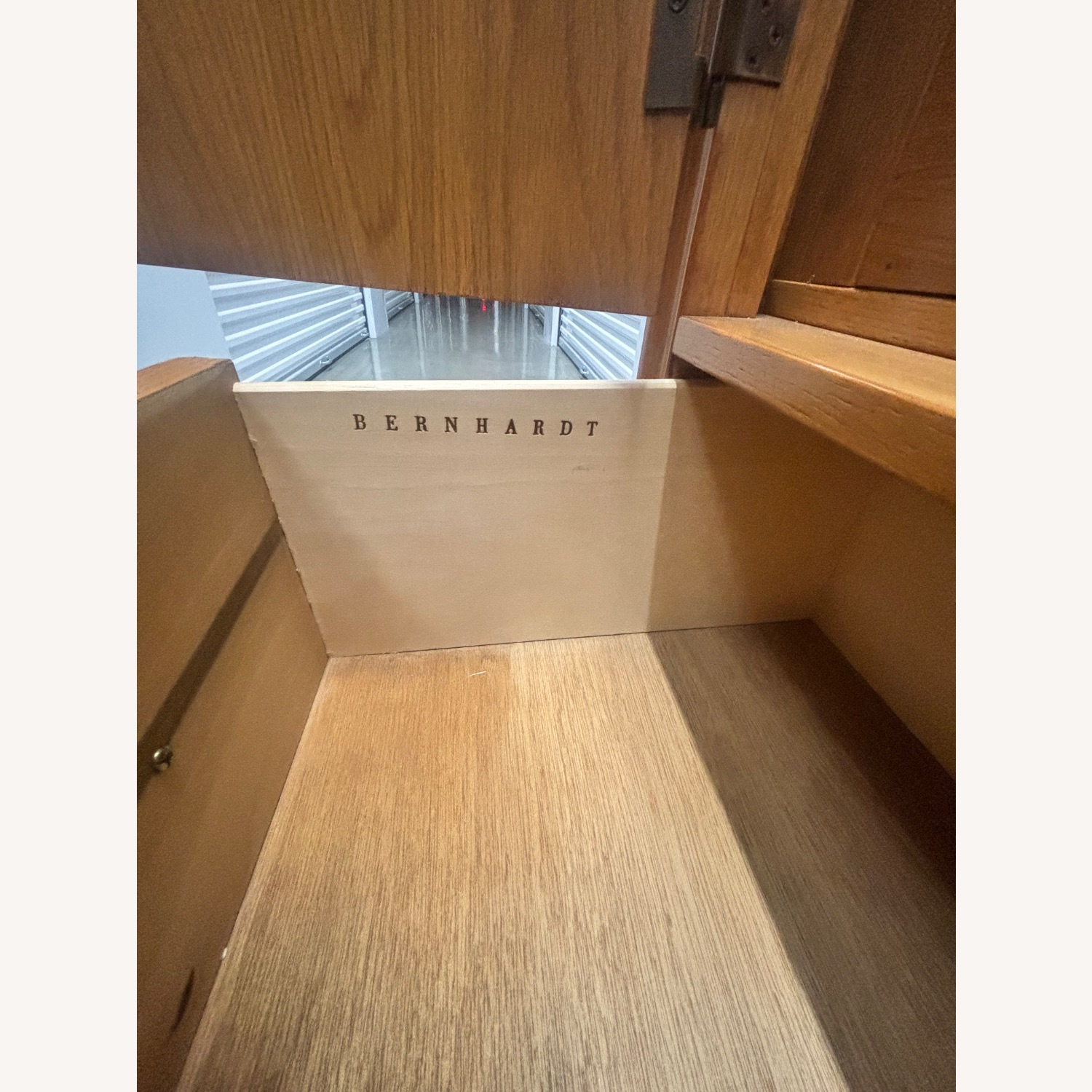 Mid-Century Wooden Armoire with Brass Hardware - image-3