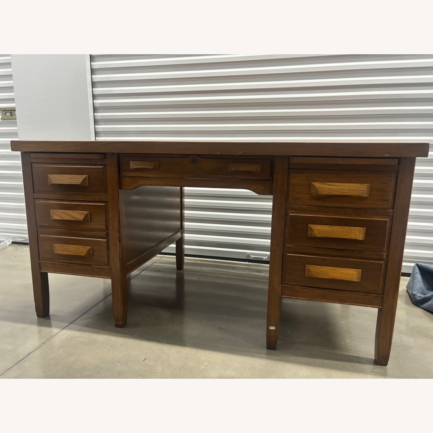 Vintage Solid Wood Executive Desk with 7 Drawers - image-1