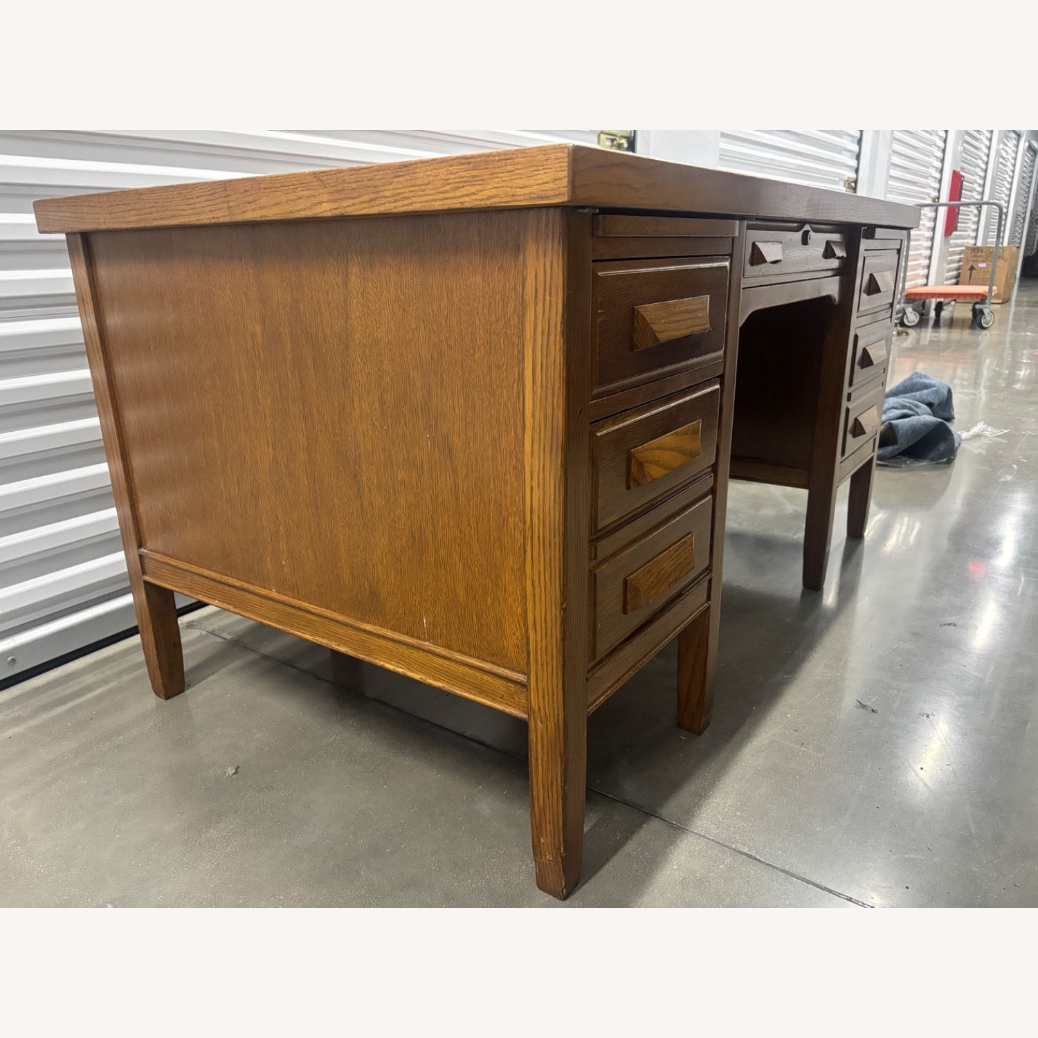 Vintage Solid Wood Executive Desk with 7 Drawers - image-2