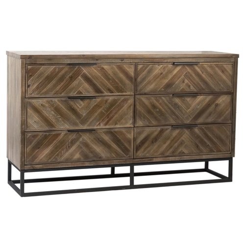 Used 6-Drawer Herringbone Front Dresser with Metal Base for sale on AptDeco