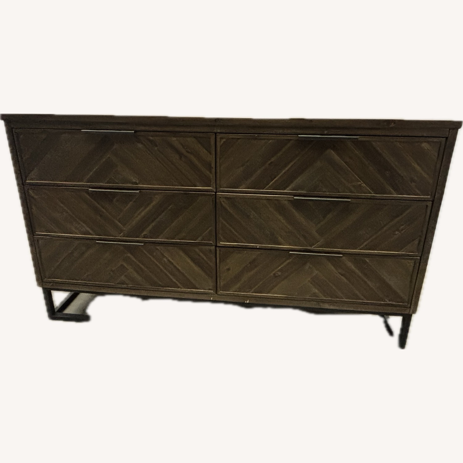 6-Drawer Herringbone Front Dresser with Metal Base - image-1