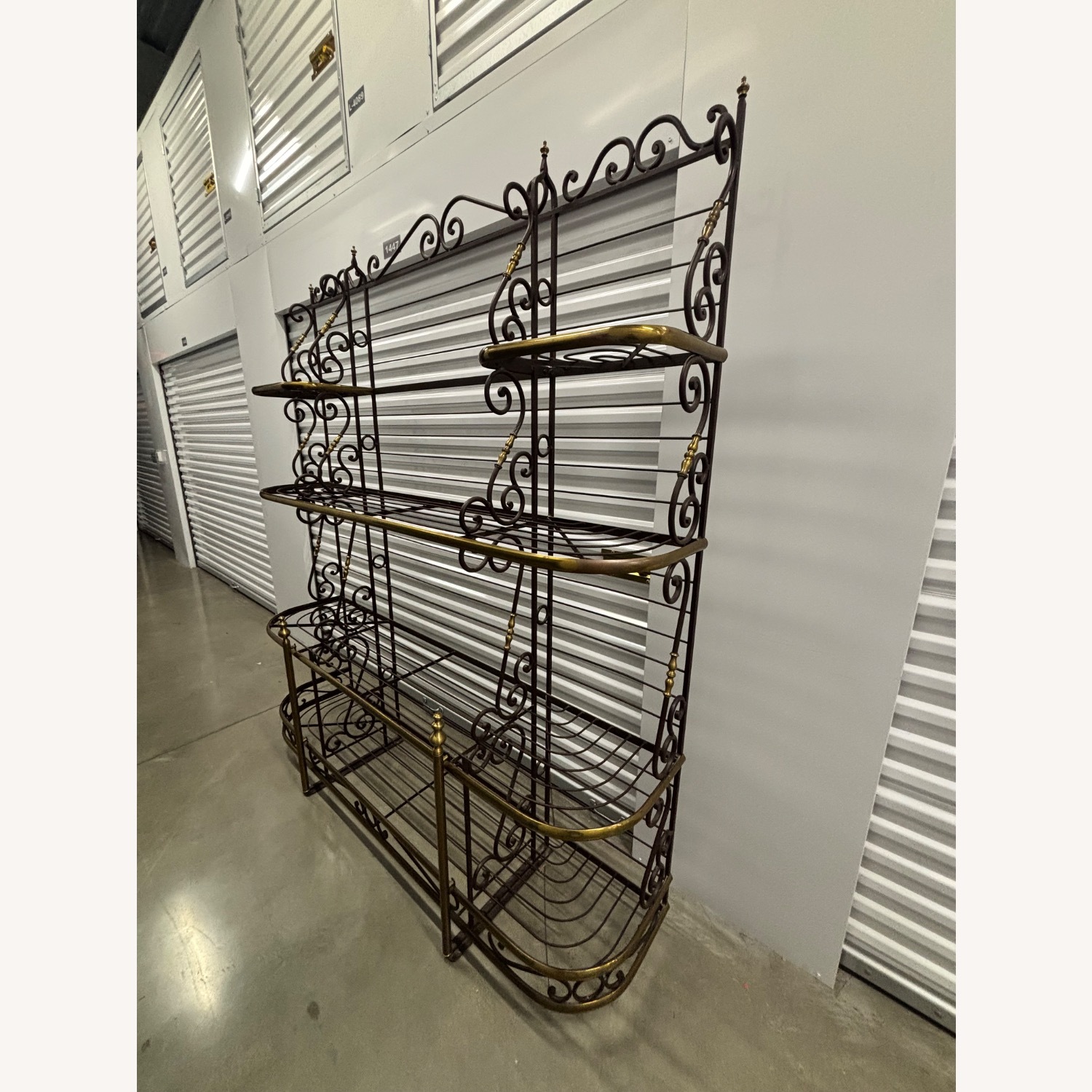 Vintage Wrought Iron & Brass Baker’s Rack - image-3