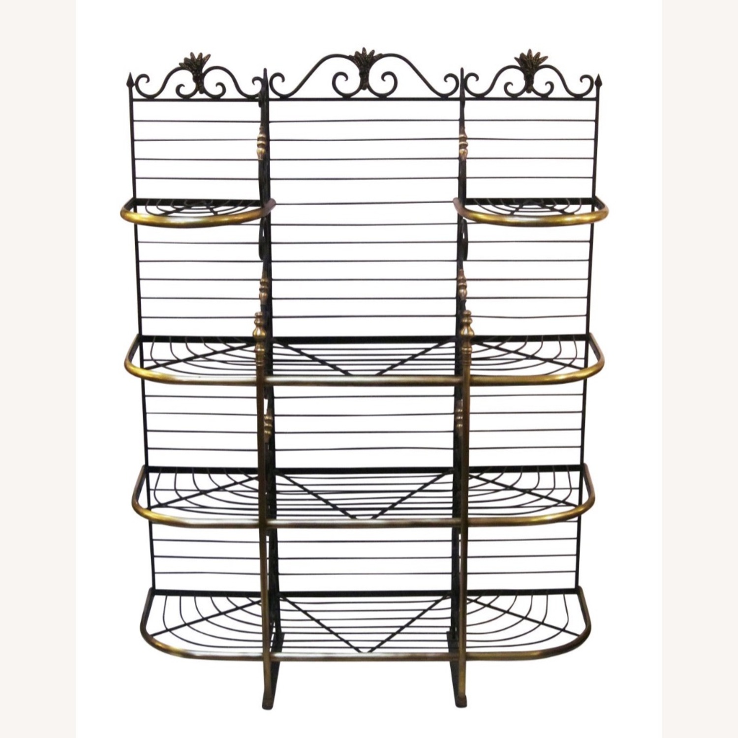 Vintage Wrought Iron & Brass Baker’s Rack - image-0