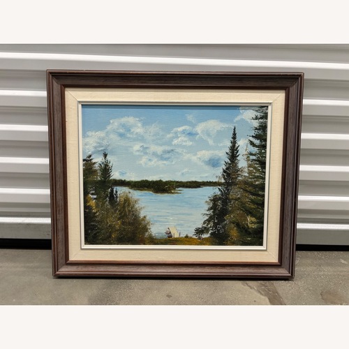 Used Original Oil Painting Lakeside Landscape  for sale on AptDeco