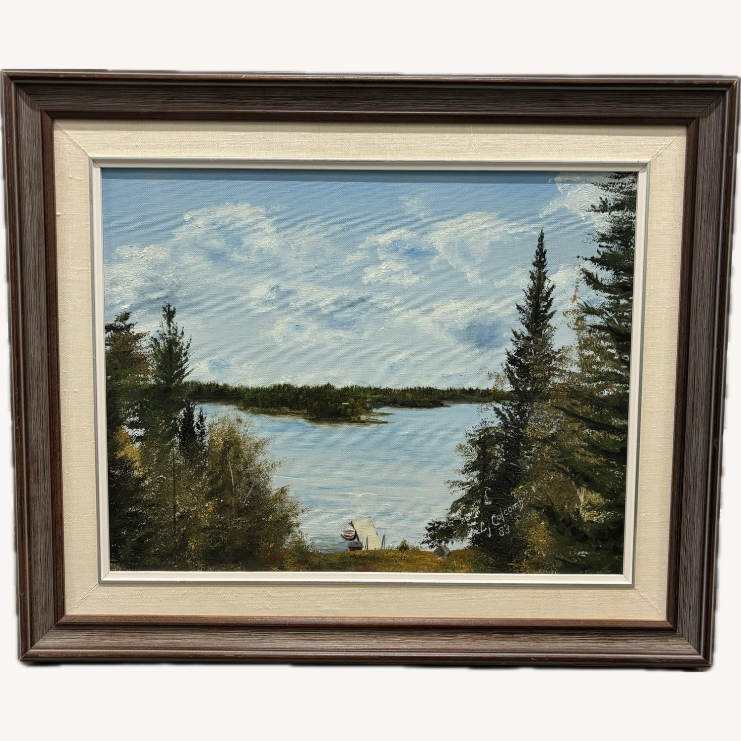Original Oil Painting Lakeside Landscape  - image-0