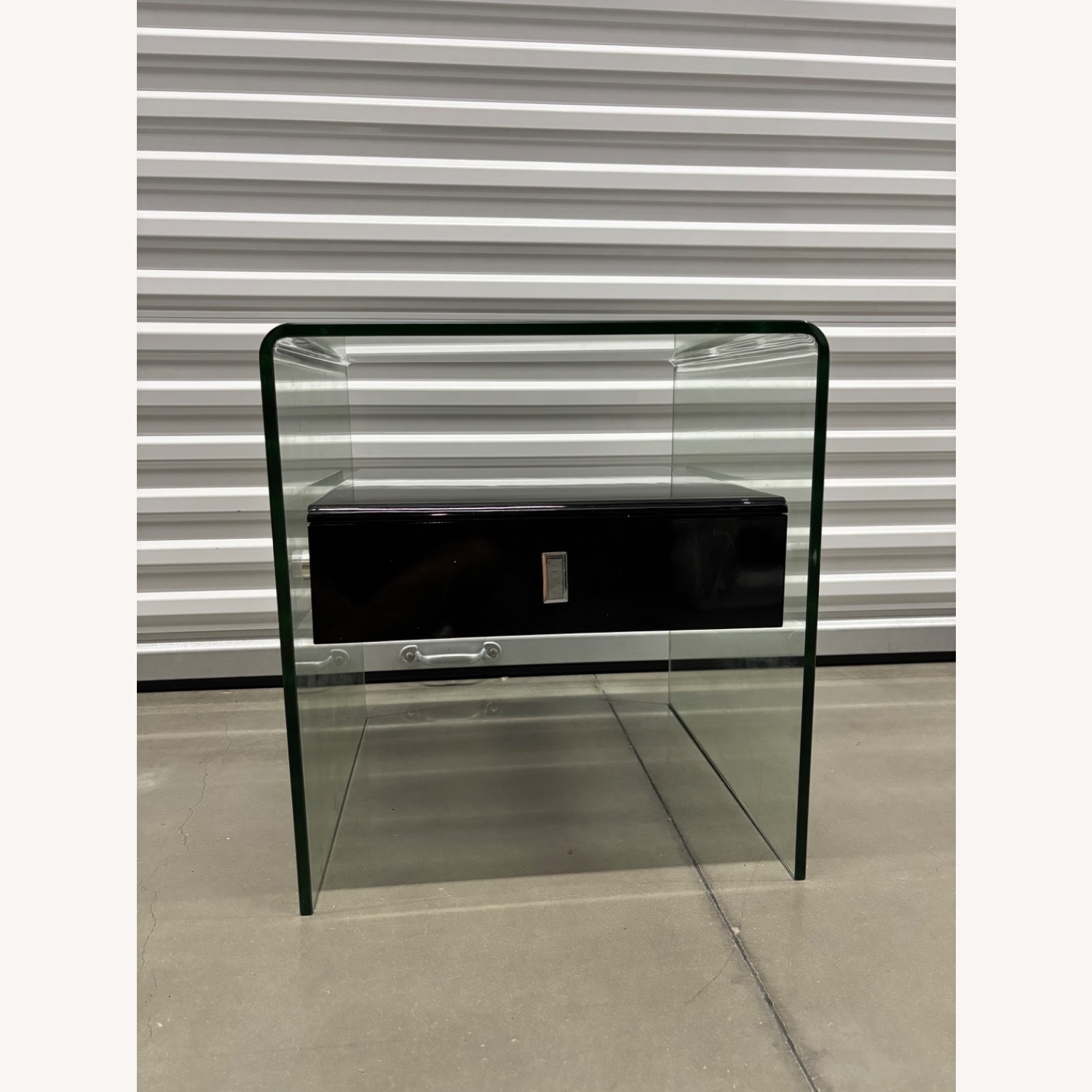 Modern Glass Side Table with Floating Drawer - image-2