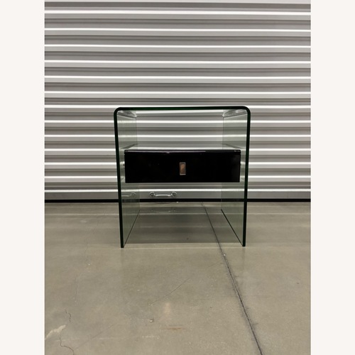 Used Modern Glass Side Table with Floating Drawer for sale on AptDeco