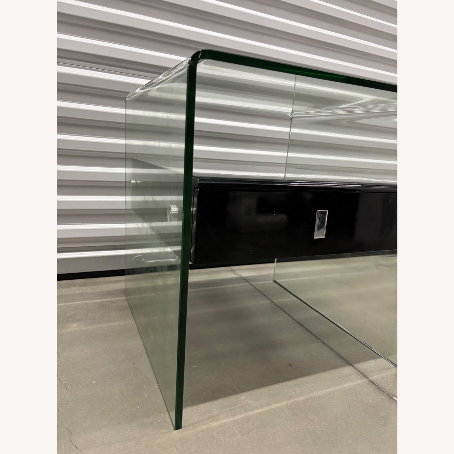Modern Glass Side Table with Floating Drawer - image-4