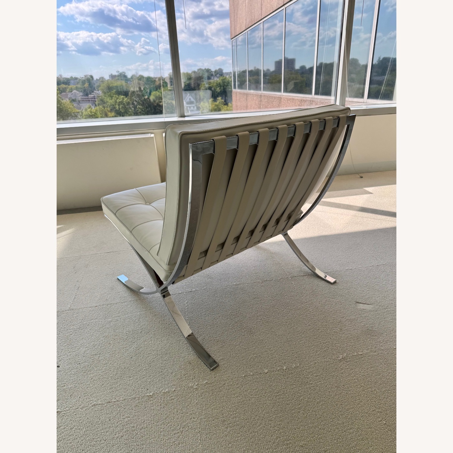 Knoll Barcelona White Leather Accent Chair  - image-2