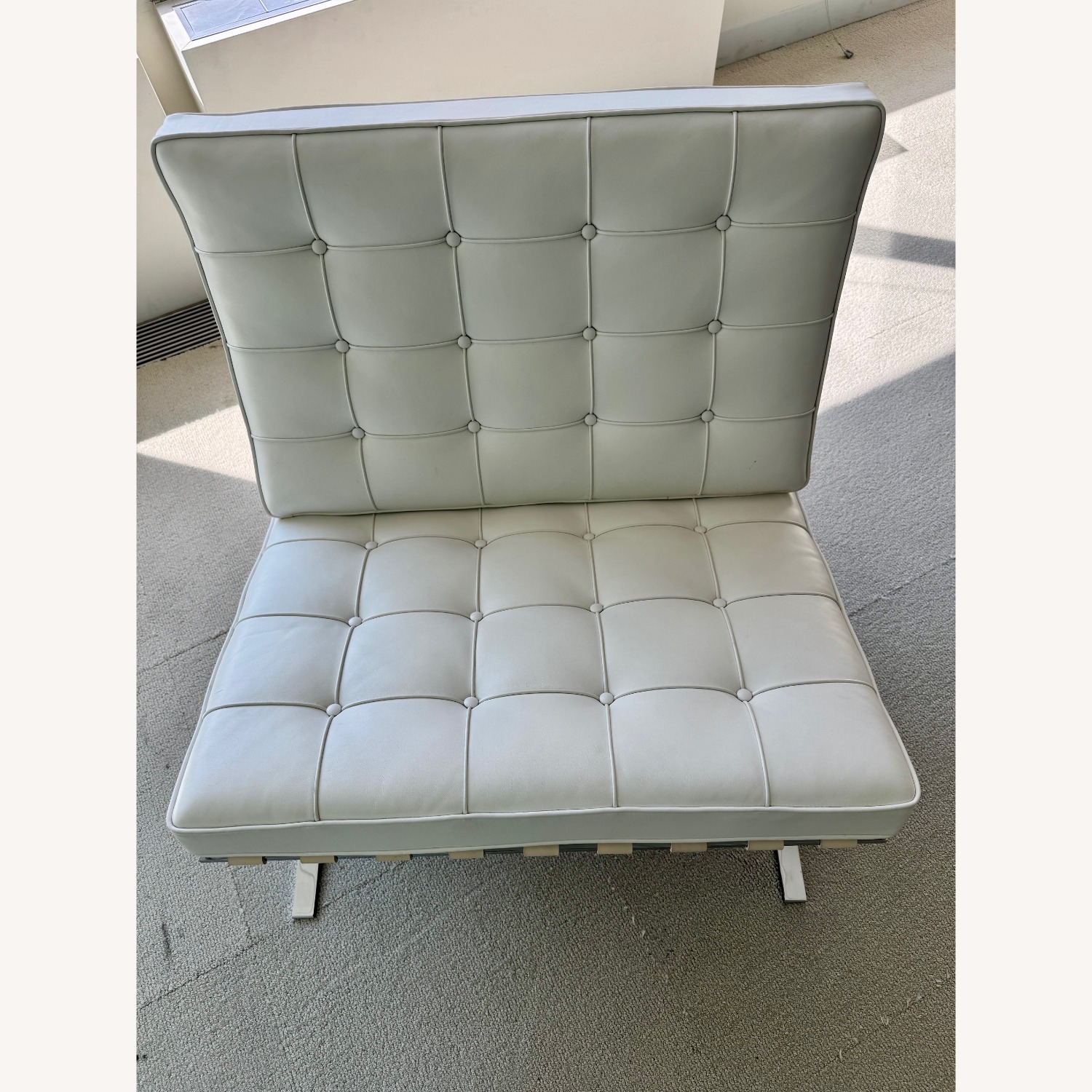 Knoll Barcelona White Leather Accent Chair  - image-3