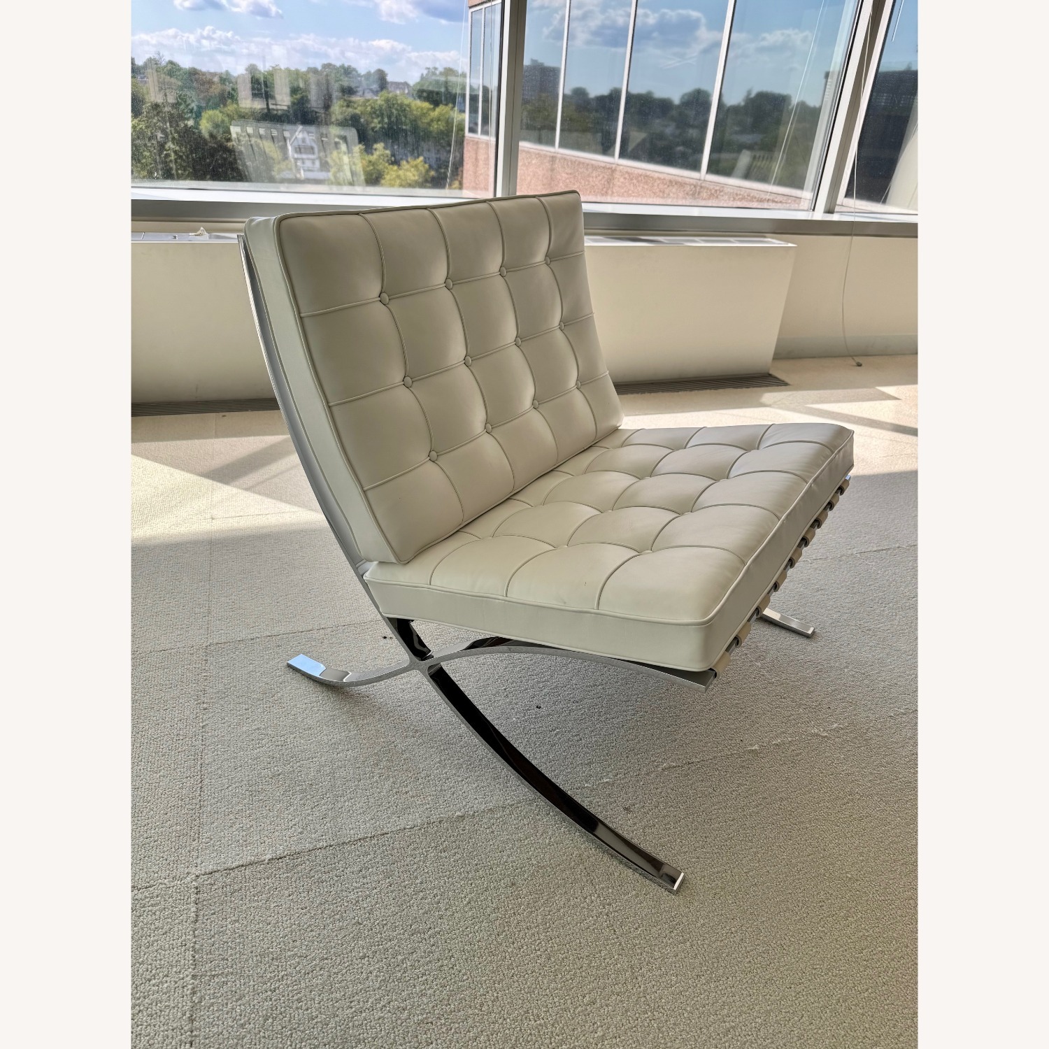 Knoll Barcelona White Leather Accent Chair  - image-4