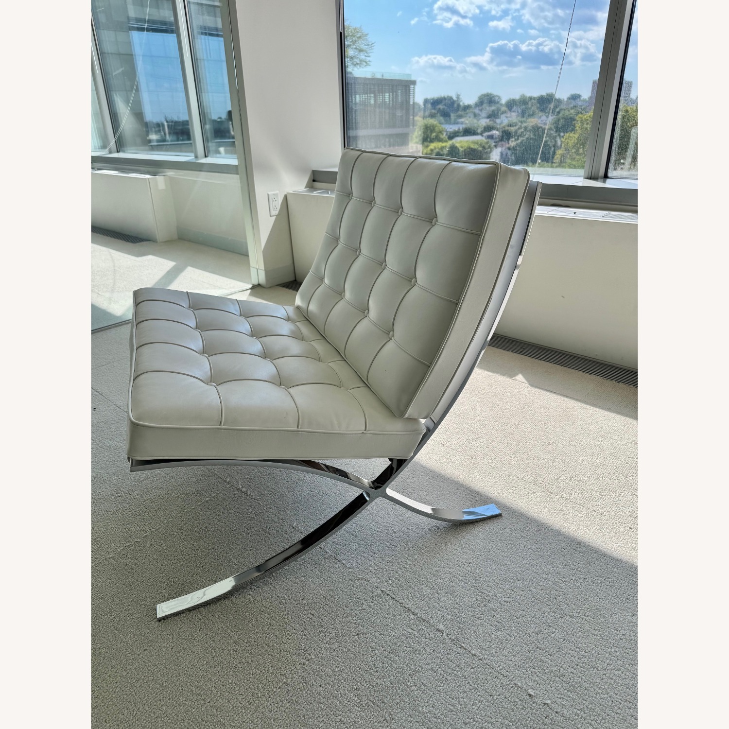 Knoll Barcelona White Leather Accent Chair  - image-1