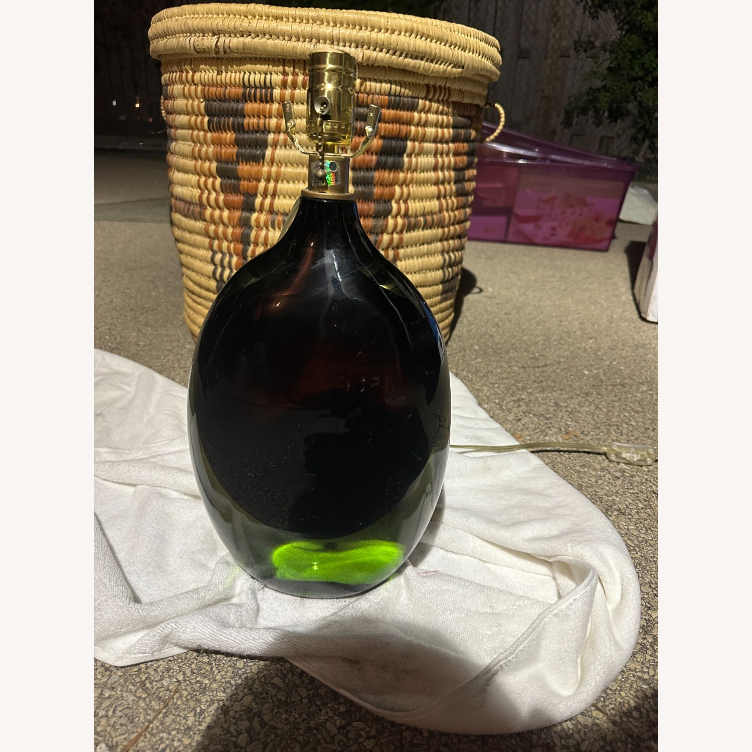 Vintage/Antique Finds Green Glass Table Lamps - image-5