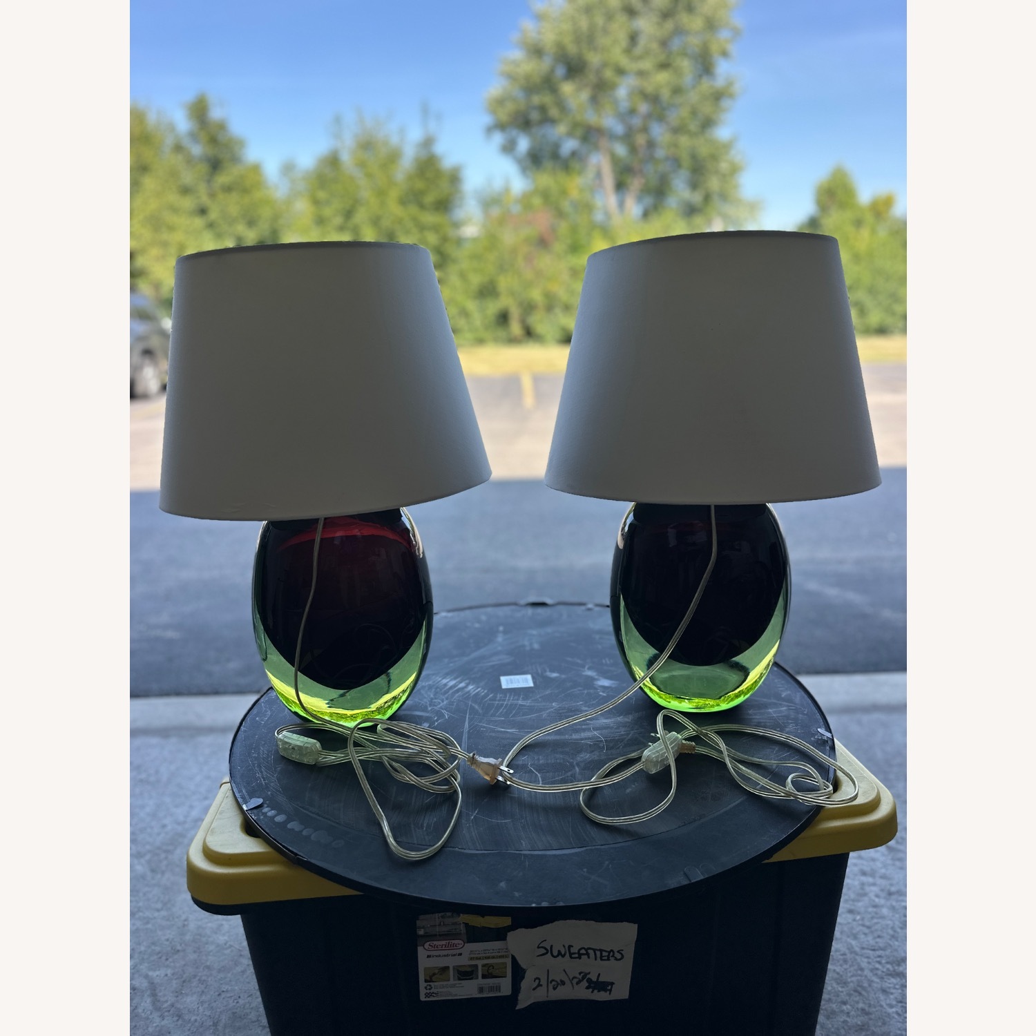 Vintage/Antique Finds Green Glass Table Lamps - image-20