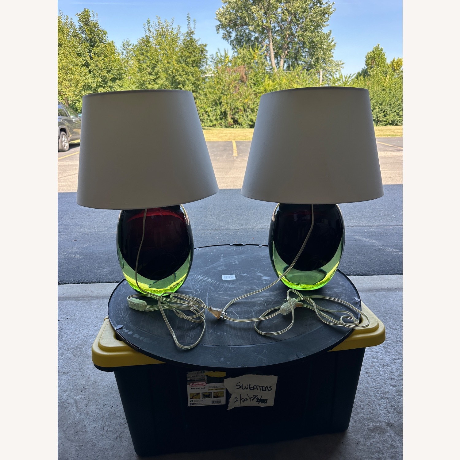 Vintage/Antique Finds Green Glass Table Lamps - image-16