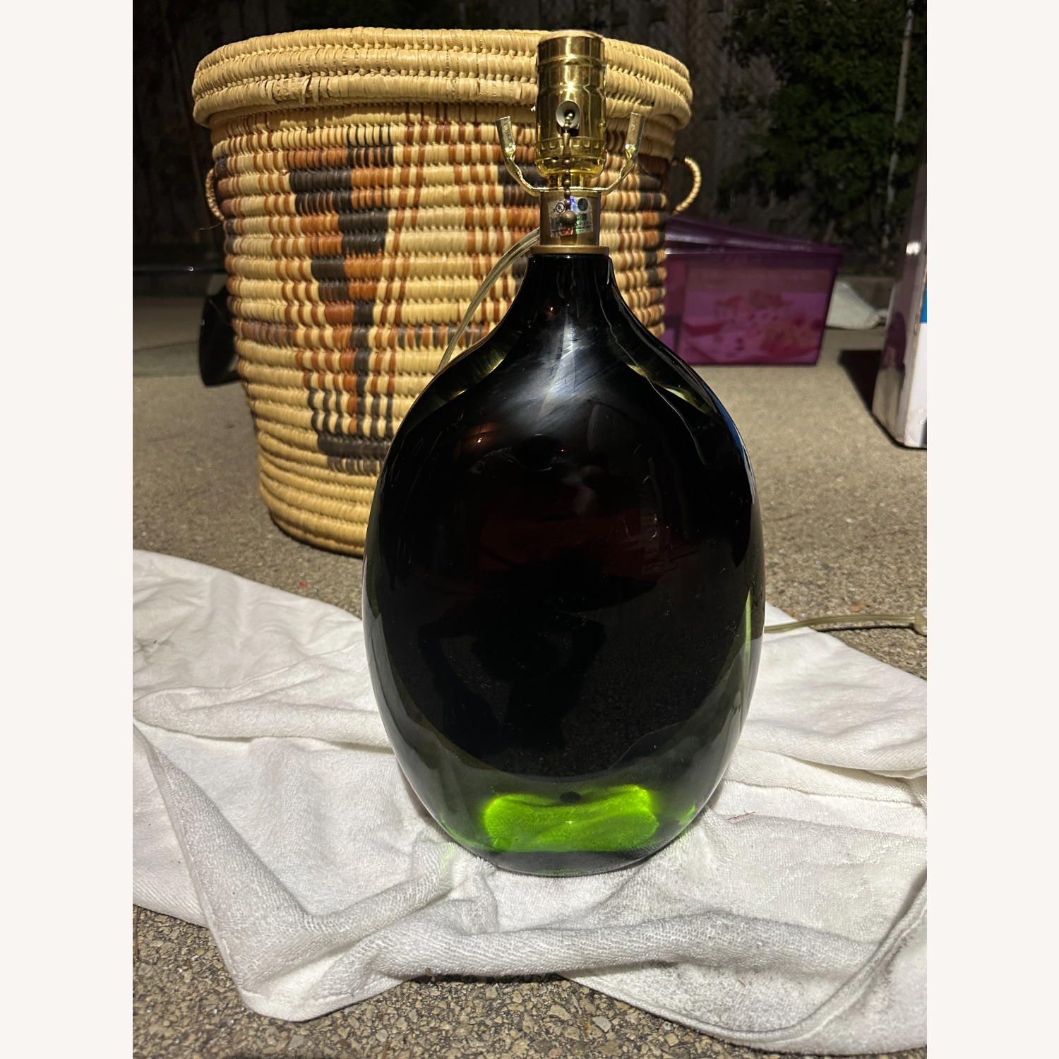 Vintage/Antique Finds Green Glass Table Lamps - image-3