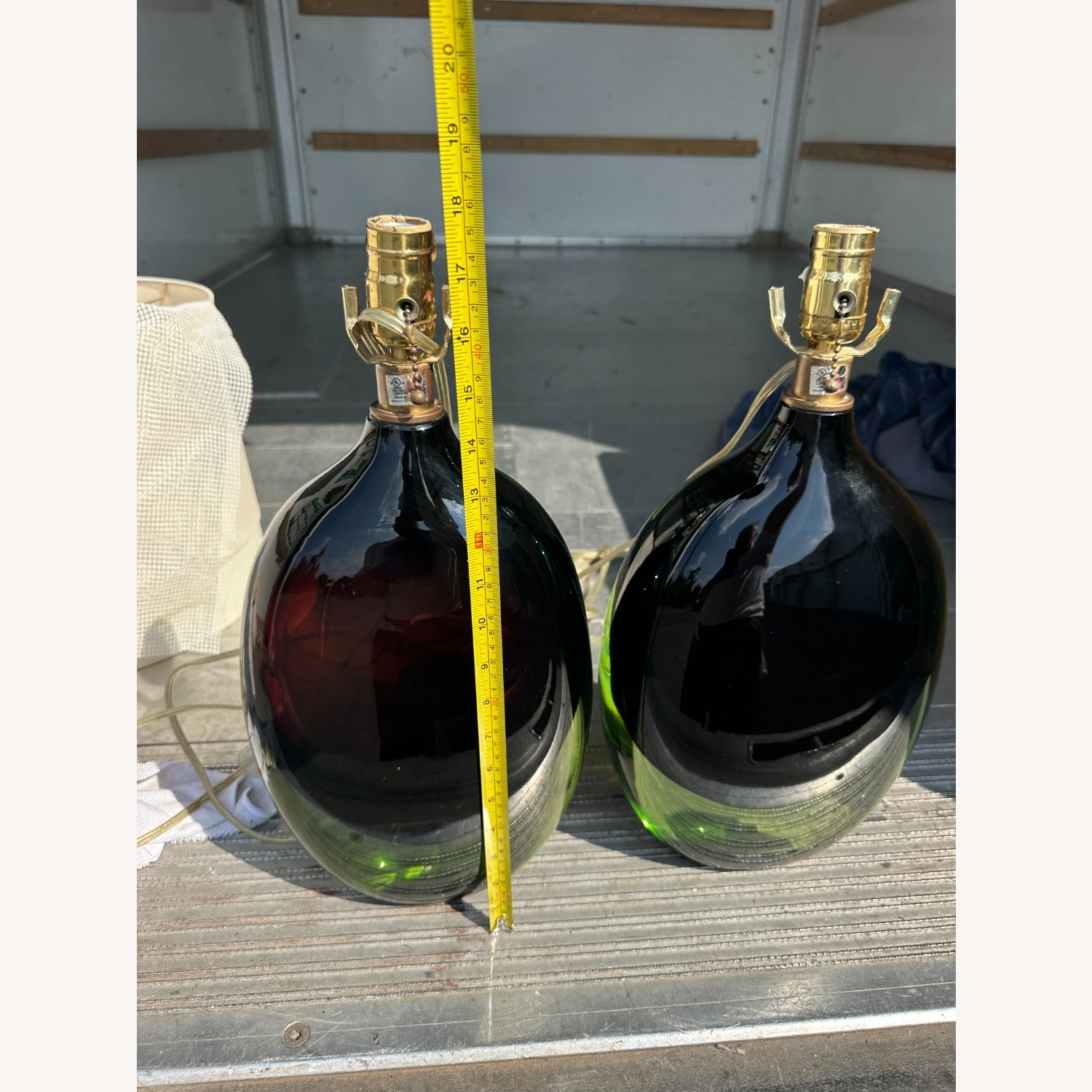 Vintage/Antique Finds Green Glass Table Lamps - image-7