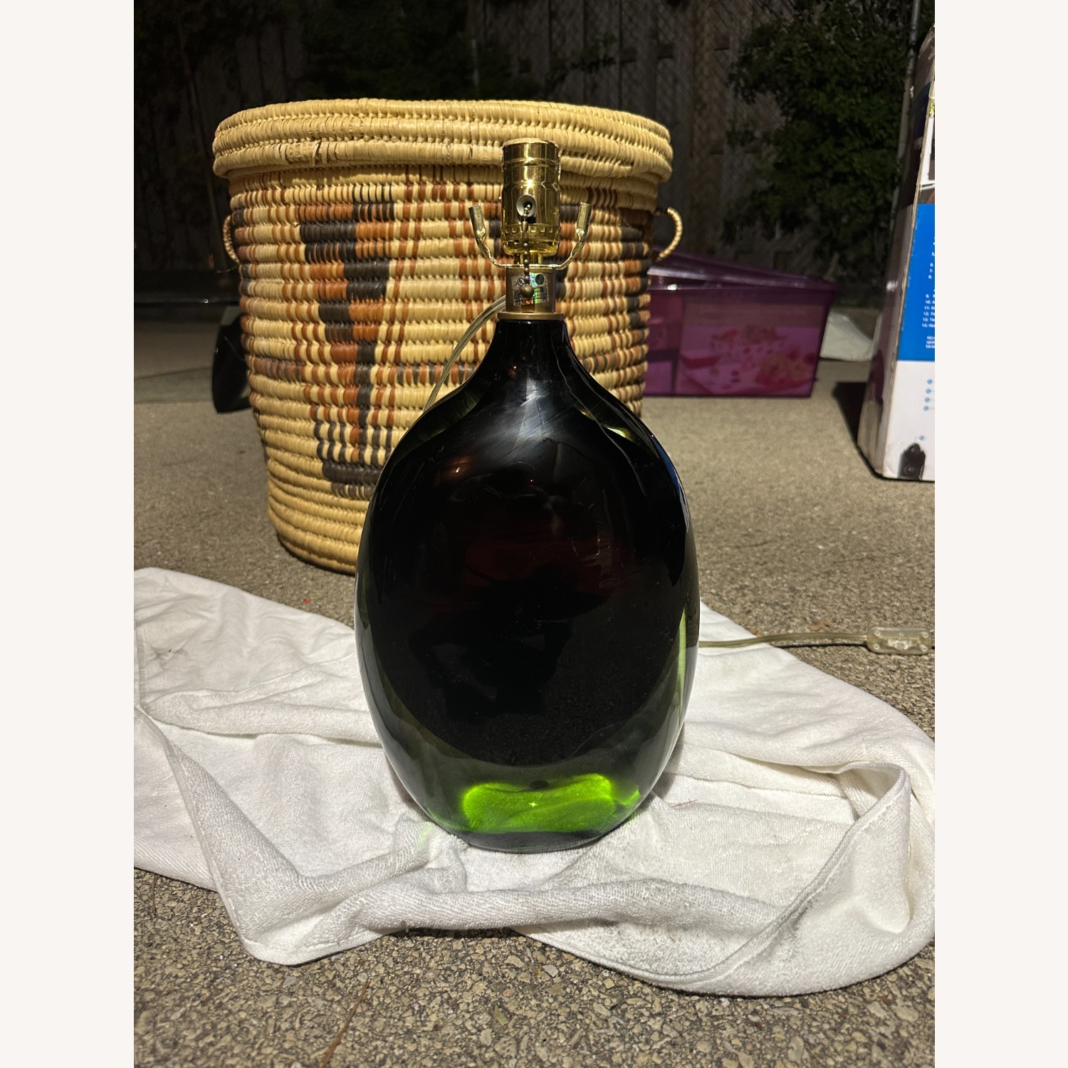 Vintage/Antique Finds Green Glass Table Lamps - image-2