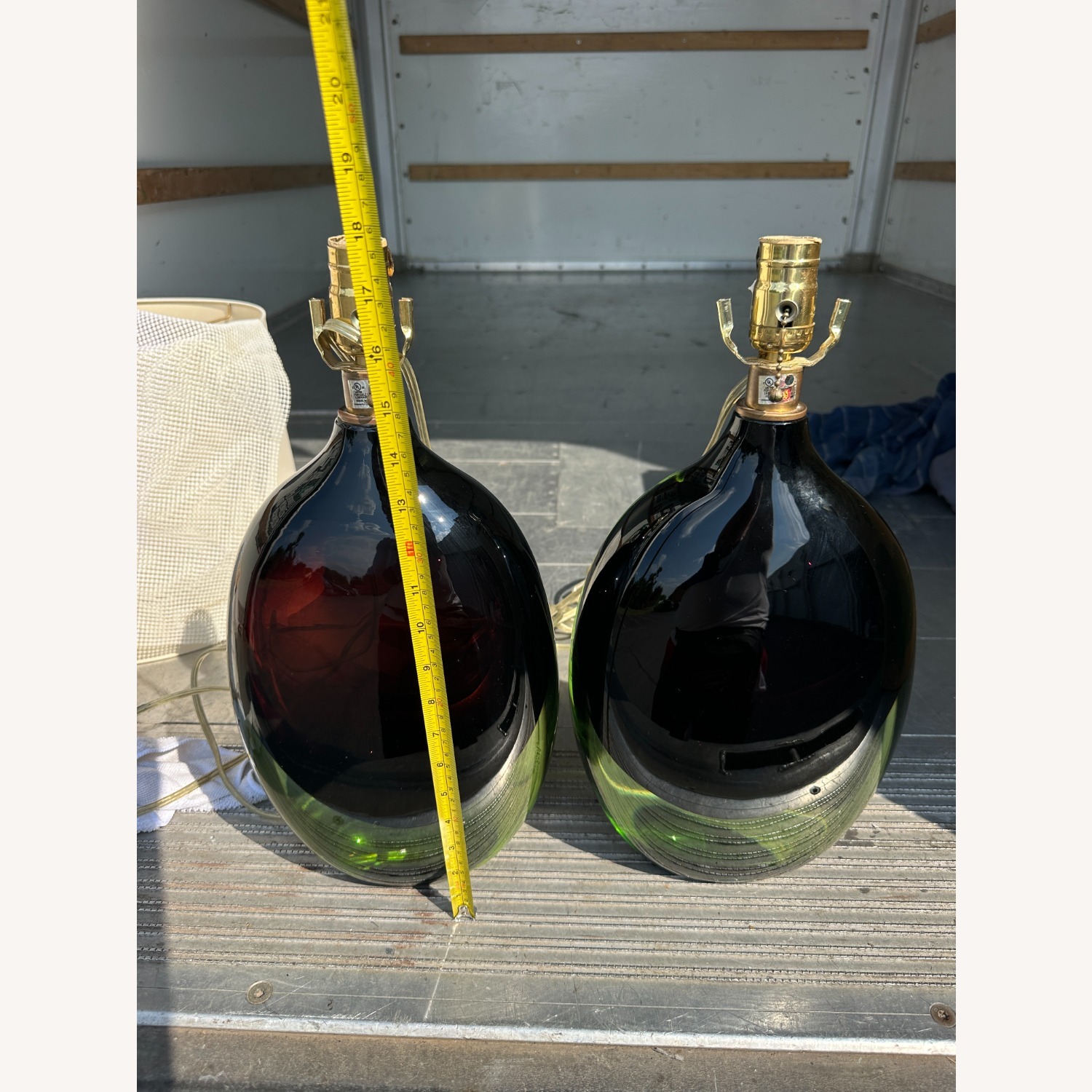 Vintage/Antique Finds Green Glass Table Lamps - image-8