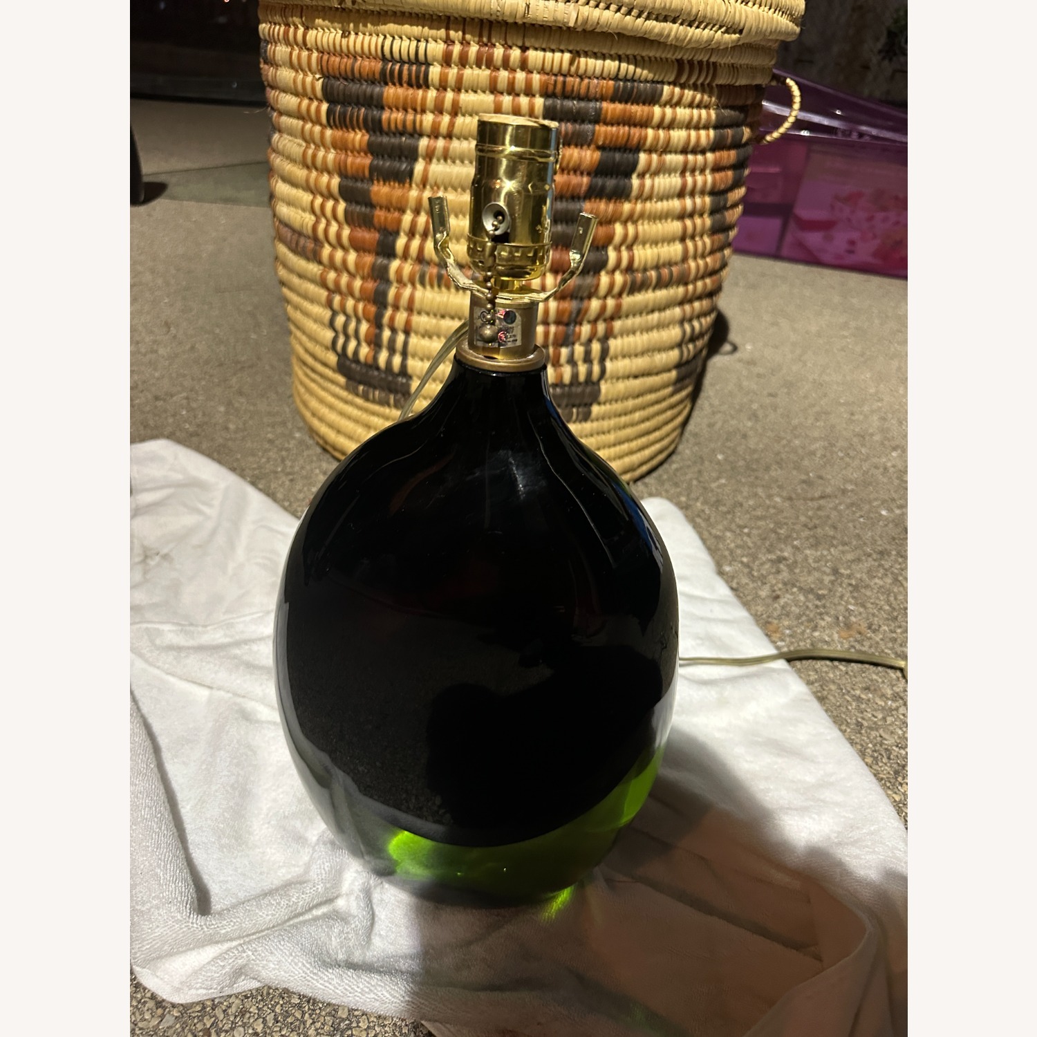 Vintage/Antique Finds Green Glass Table Lamps - image-6