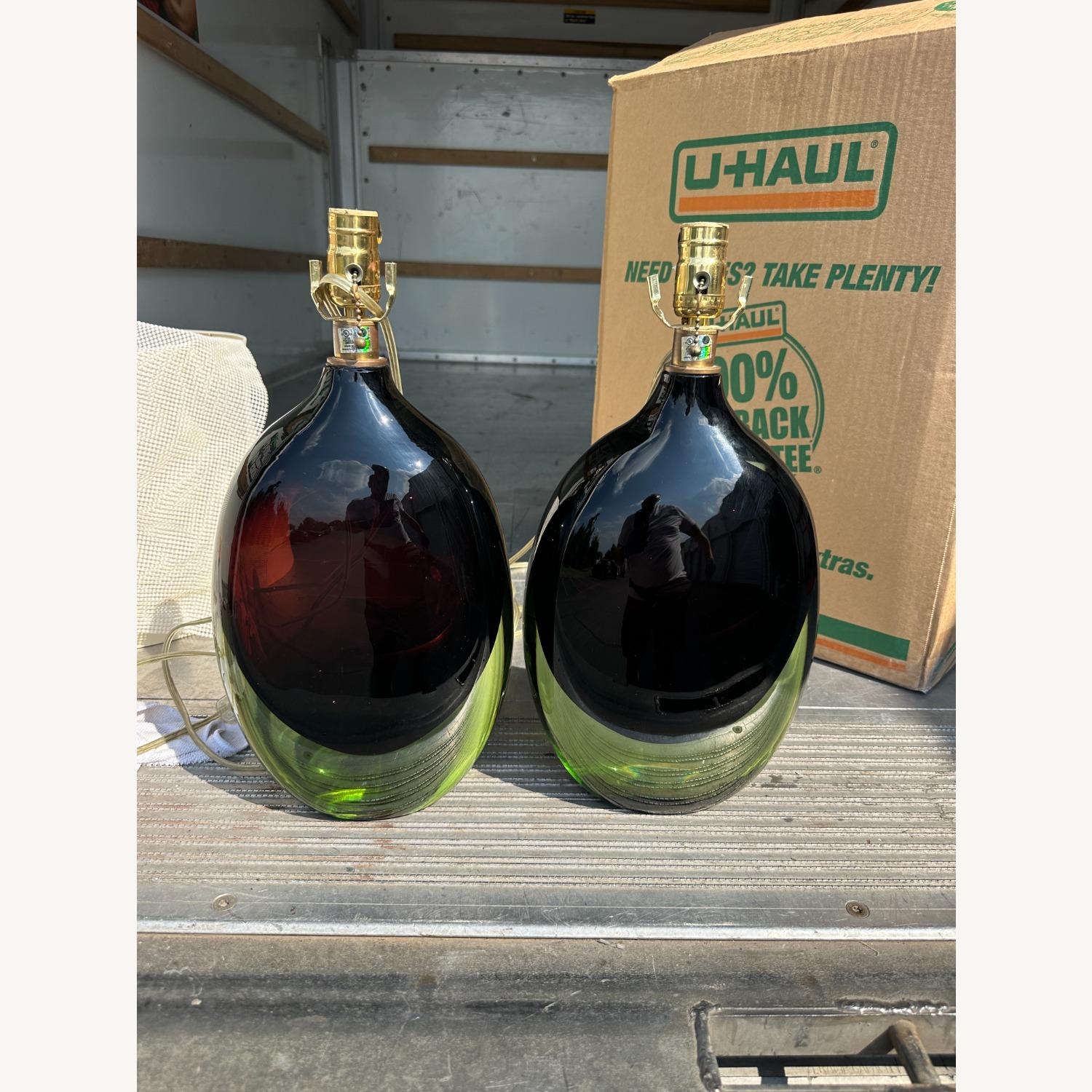 Vintage/Antique Finds Green Glass Table Lamps - image-13