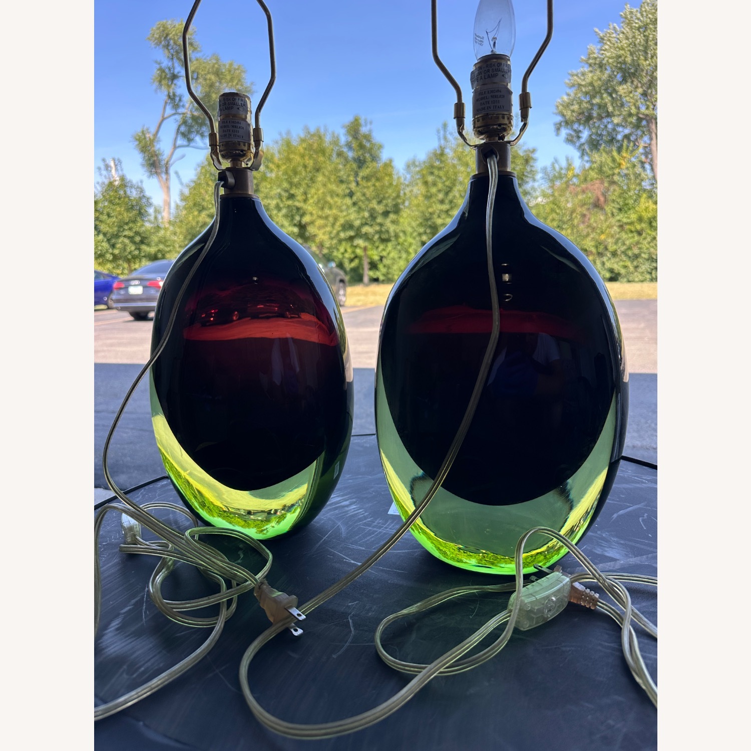 Vintage/Antique Finds Green Glass Table Lamps - image-15