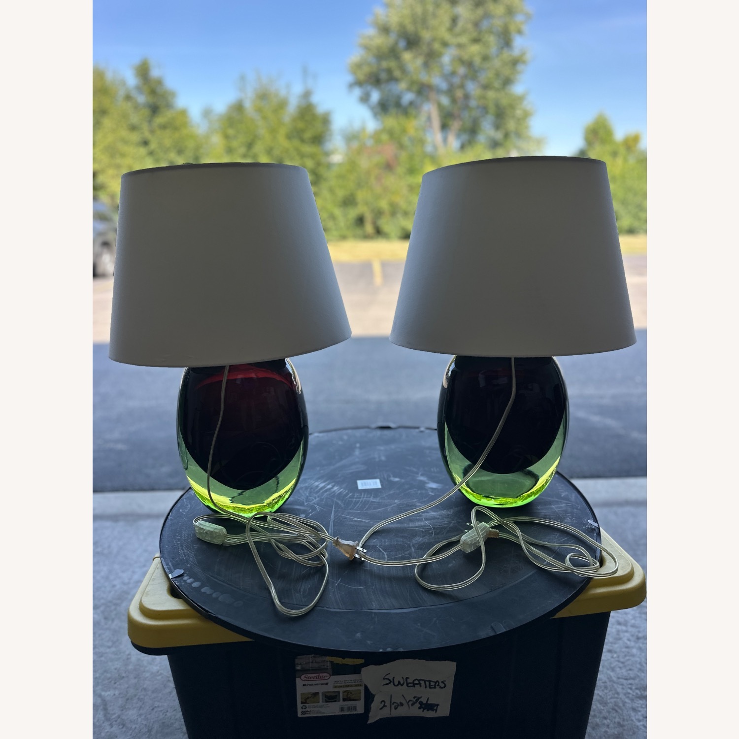 Vintage/Antique Finds Green Glass Table Lamps - image-19