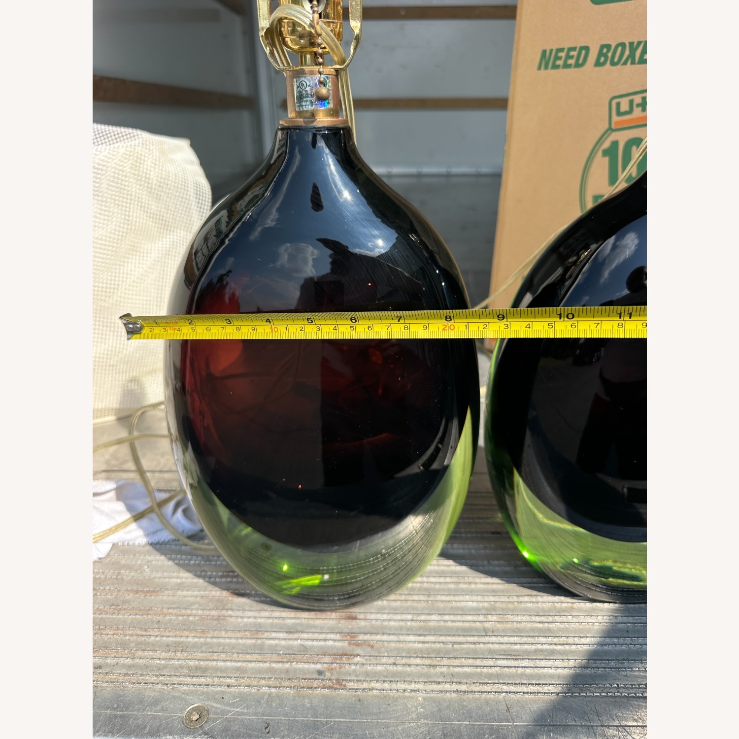 Vintage/Antique Finds Green Glass Table Lamps - image-9