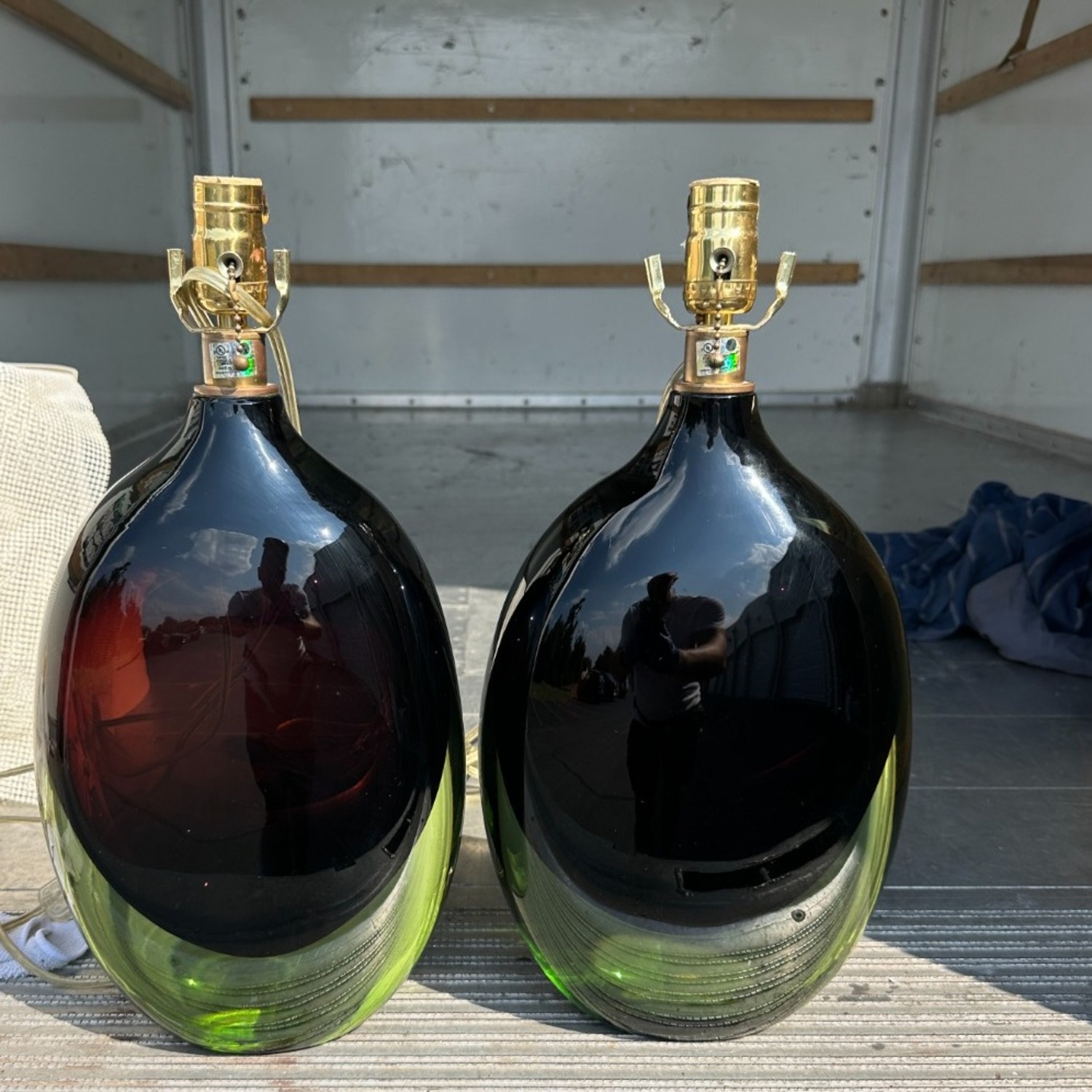 Vintage/Antique Finds Green Glass Table Lamps - image-14