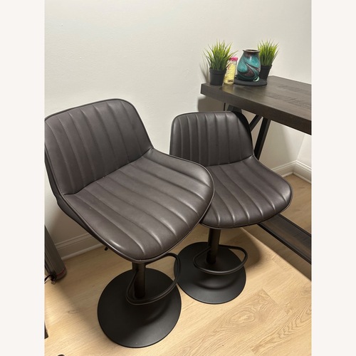 Used Wayfair Dark Brown Faux Leather Dining Chairs for sale on AptDeco
