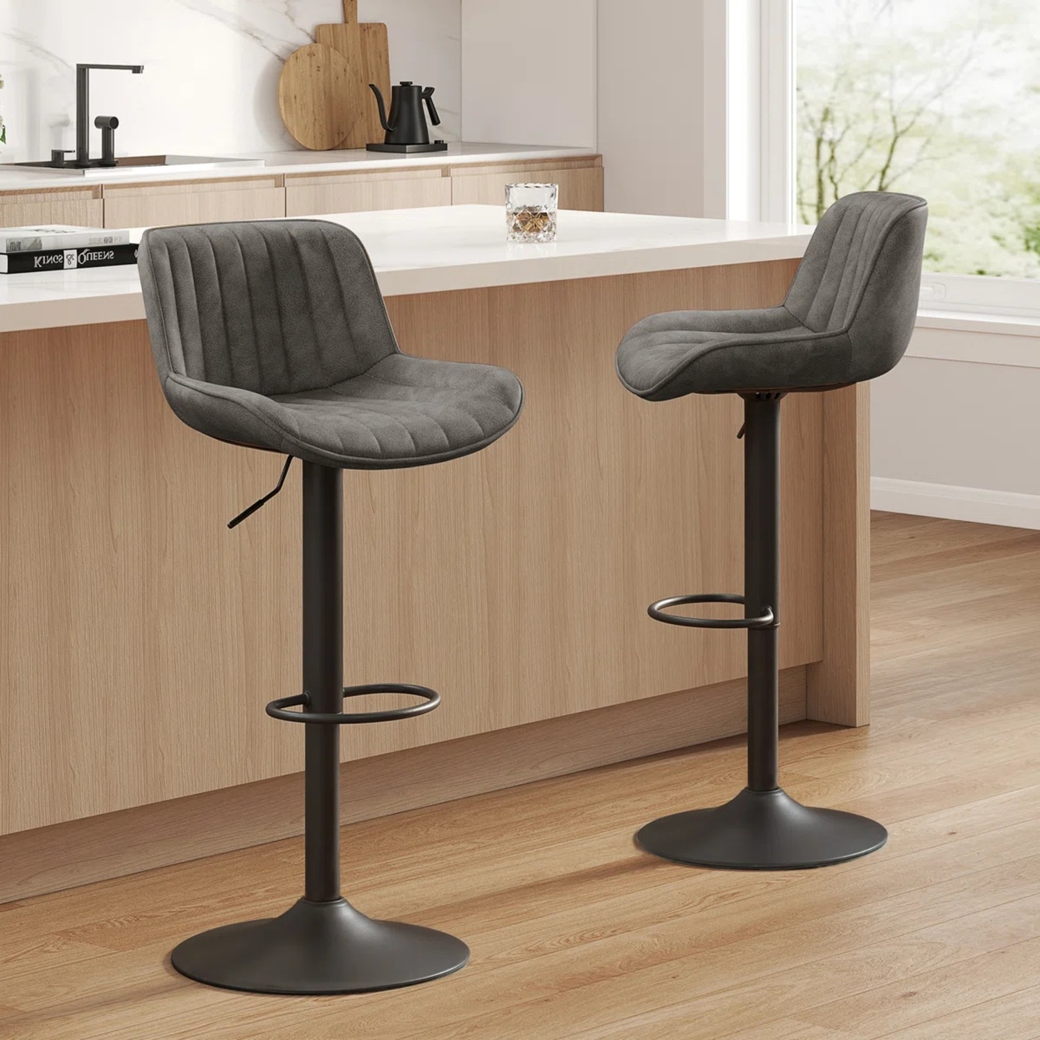 Wayfair Dark Brown Faux Leather Dining Chairs - image-5