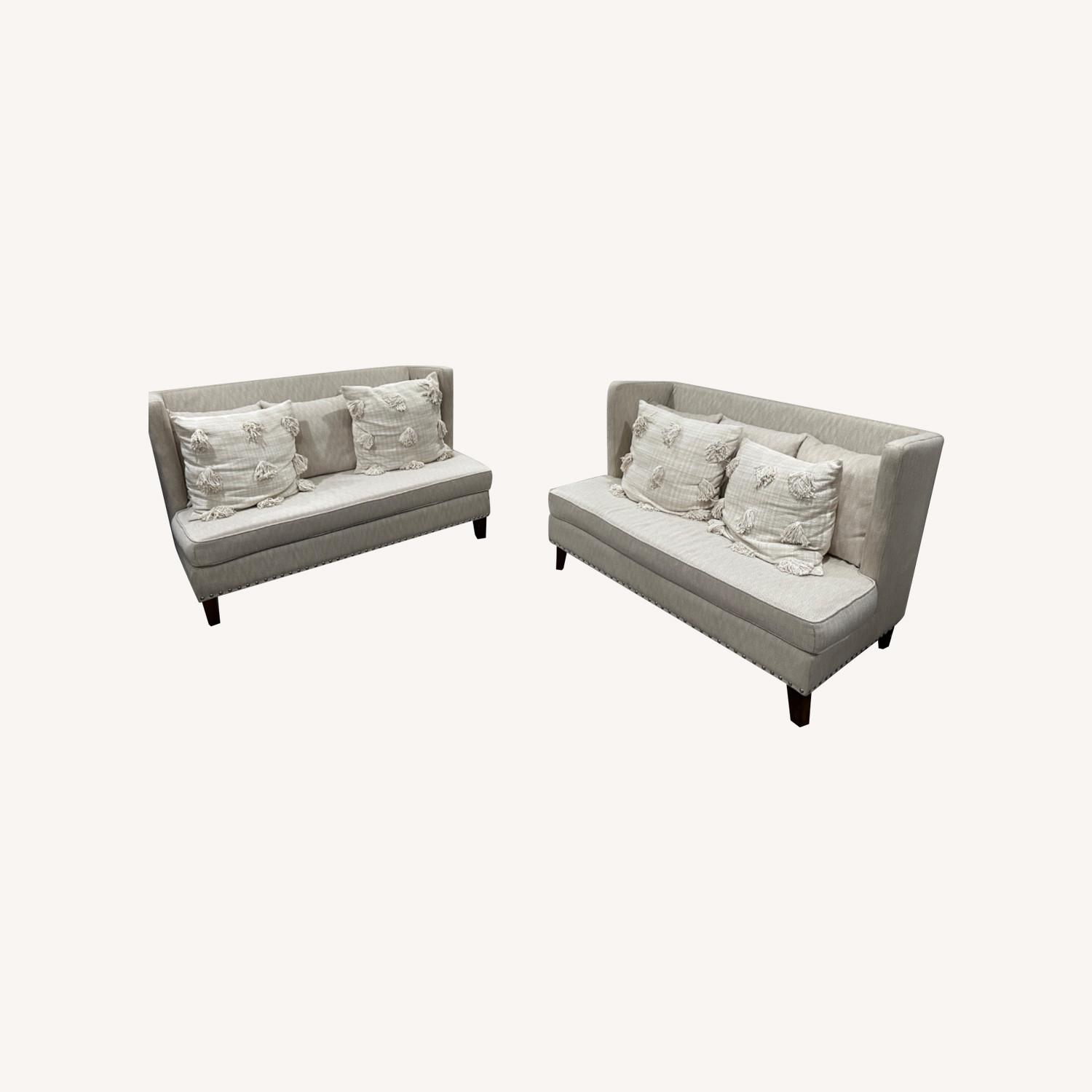 White Fabric 2 Piece Sectional - image-0