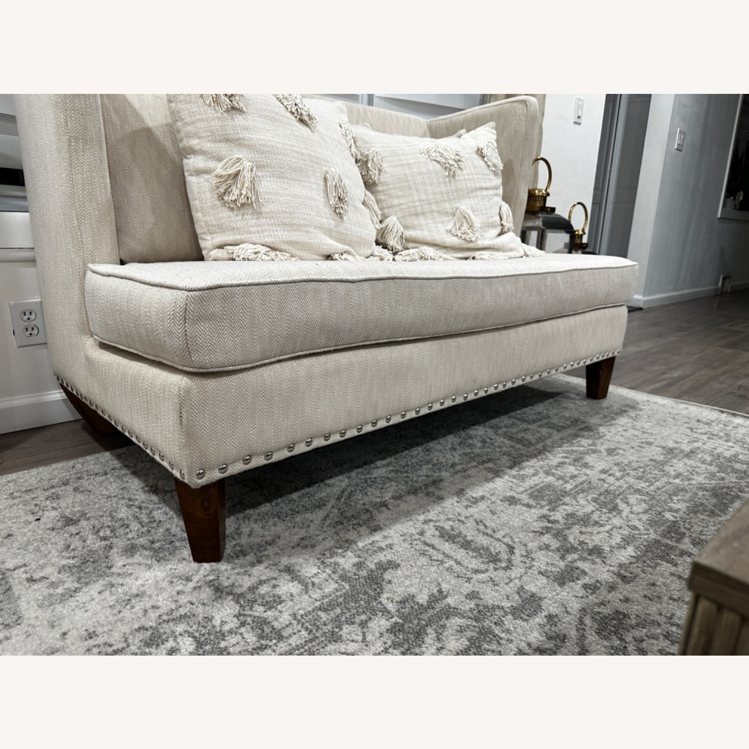 White Fabric 2 Piece Sectional - image-3