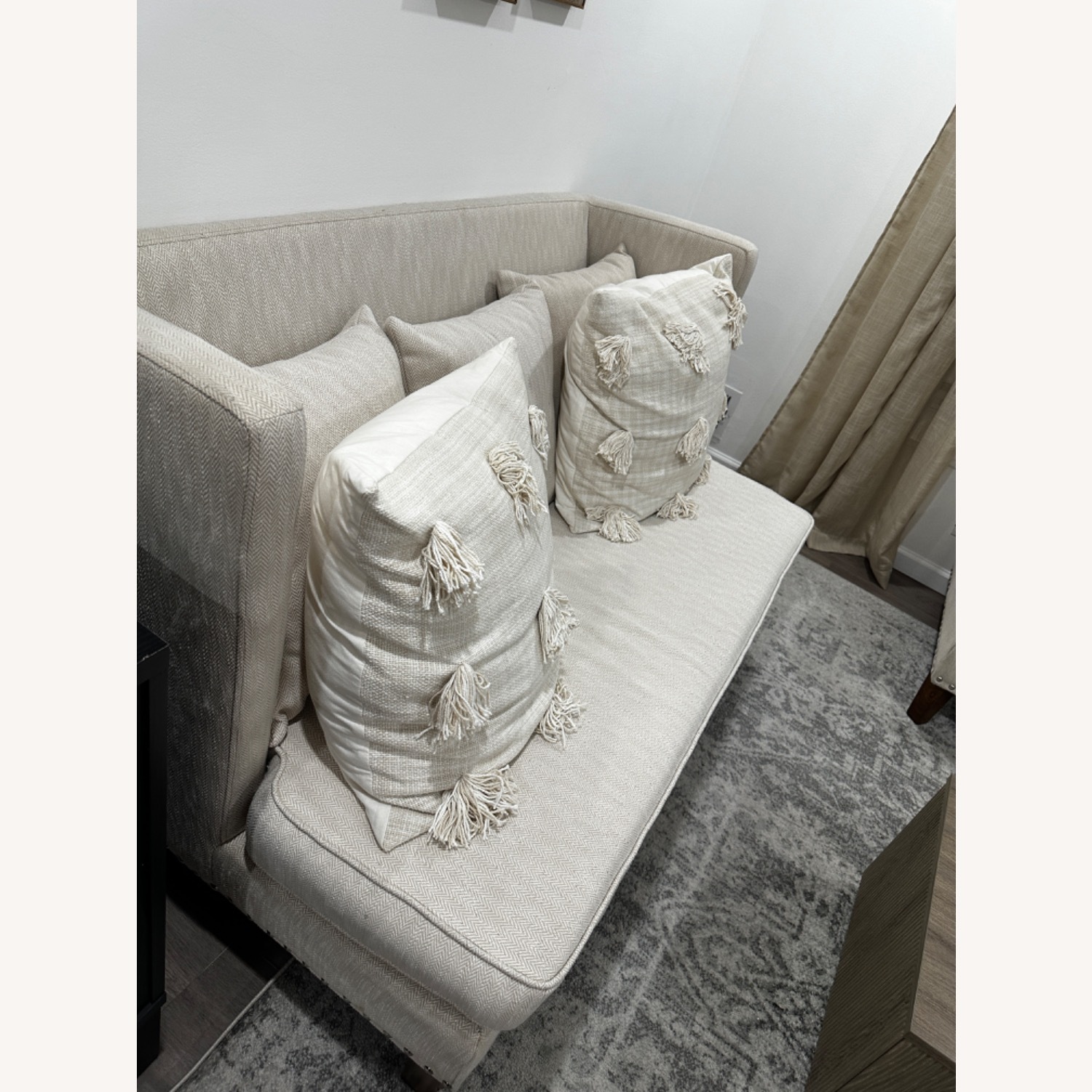 White Fabric 2 Piece Sectional - image-4