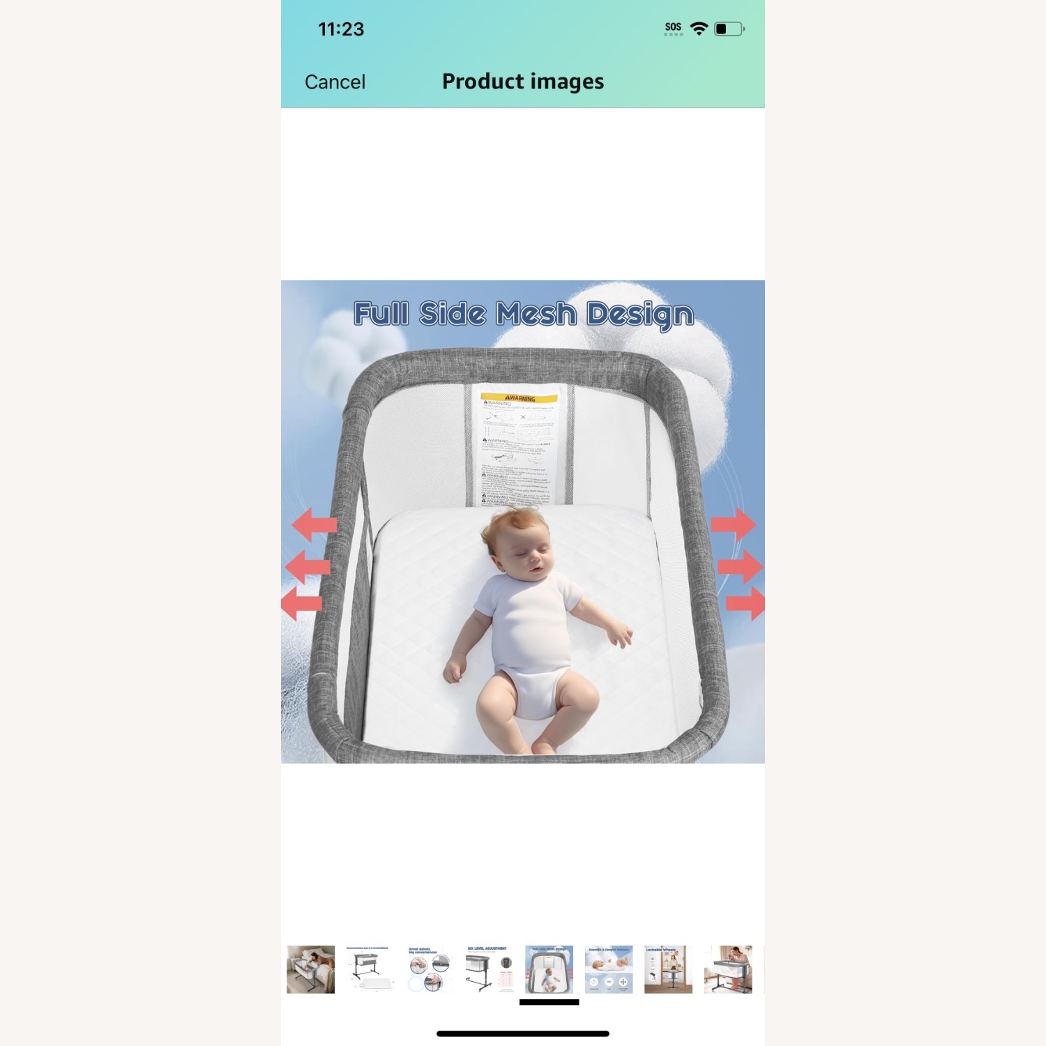 Light Gray Fabric Crib - image-2